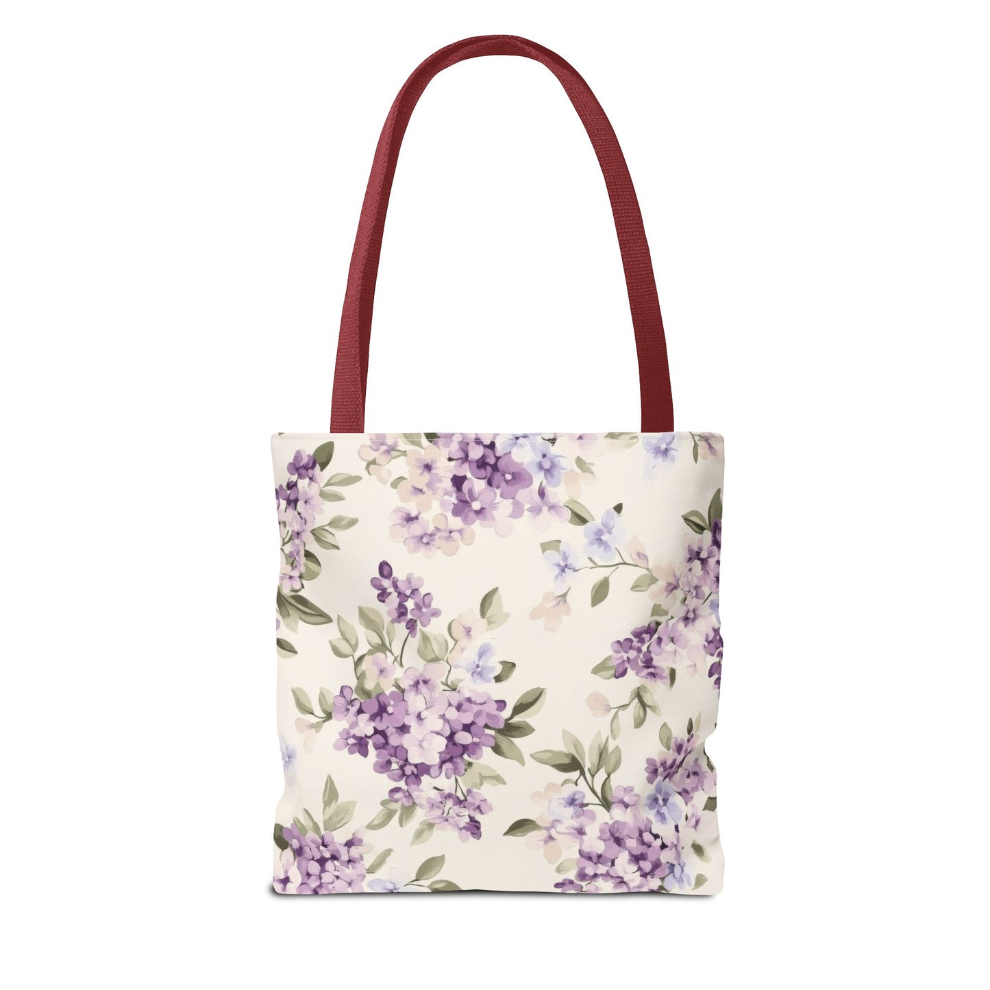 Floral Tote Bag, AOP Shopping Bag, Eco-Friendly Tote, Purple Flower Bag, Gift for Her, Reusable Market Bag, Spring Accessory