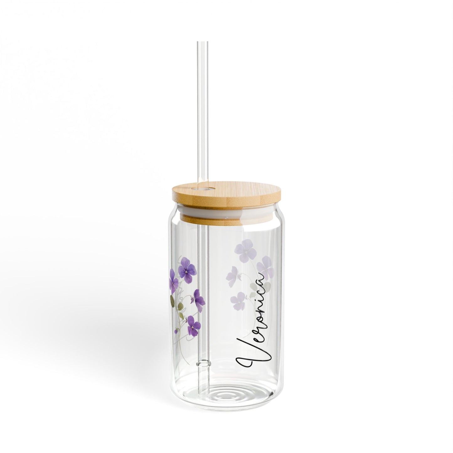 Floral Sipper Glass, Personalized Drinkware, Eco-Friendly Straw Tumbler, Perfect for Gifts, Birthday Parties, Summer Picnics, Home Decor