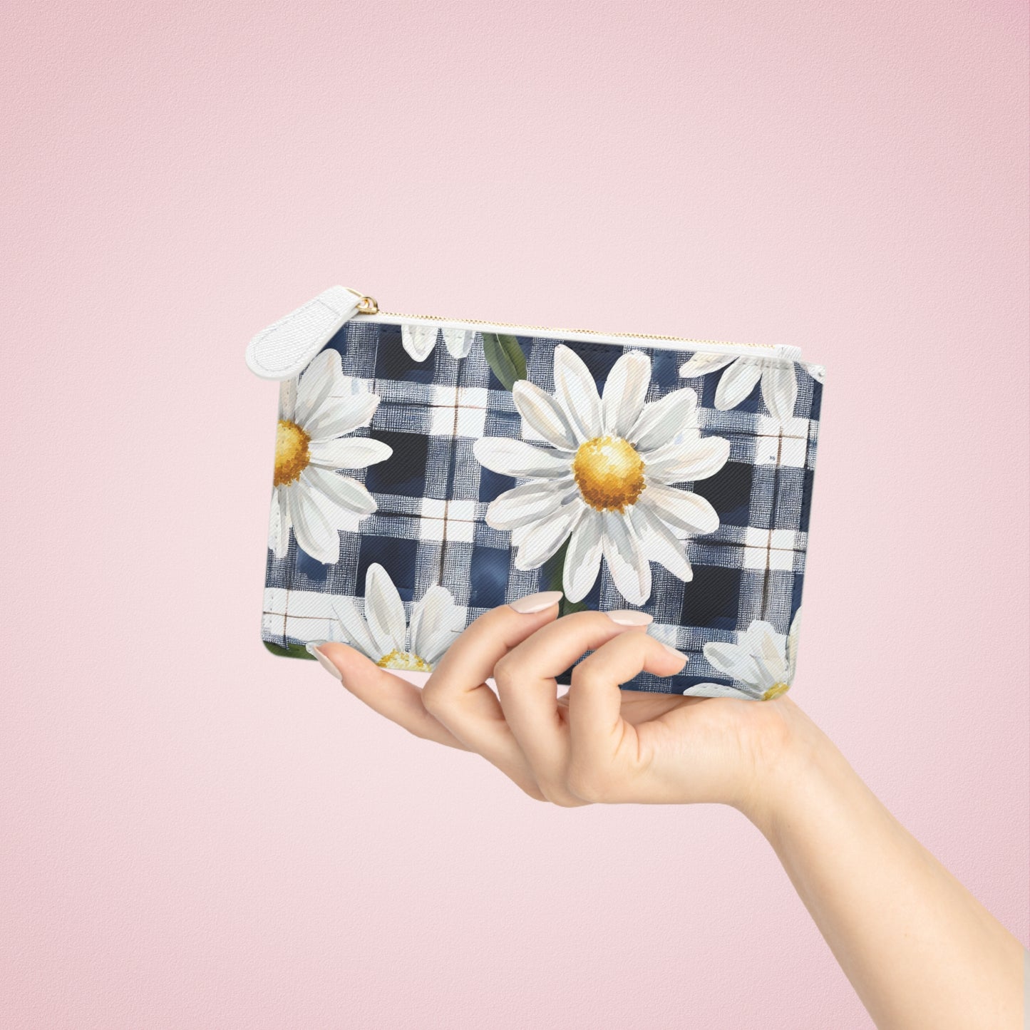 Chic Daisy Print Mini Clutch Bag | Elegant Pouch for Events, Gift for Her, Spring Accessory, Makeup Organizer, Floral Wallet