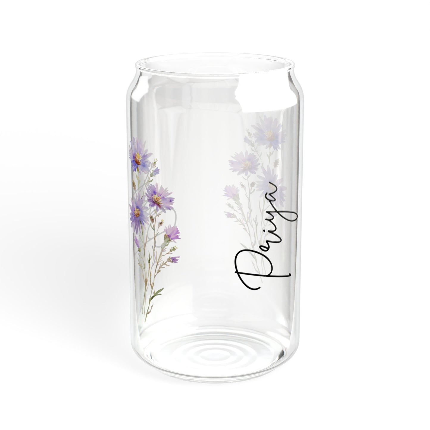 Floral Sipper Glass, 16oz Eco-Friendly Drinkware, Perfect for Garden Parties, Gifts for Nature Lovers, Reusable Water Bottle