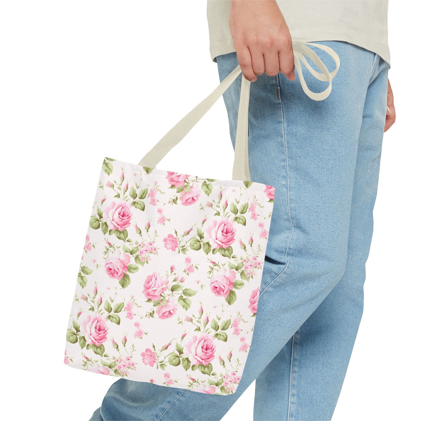Floral Tote Bag, Rose Pattern Shoulder Bag, Stylish Eco-Friendly Shopper, Gift for Her, Spring Summer Accessory