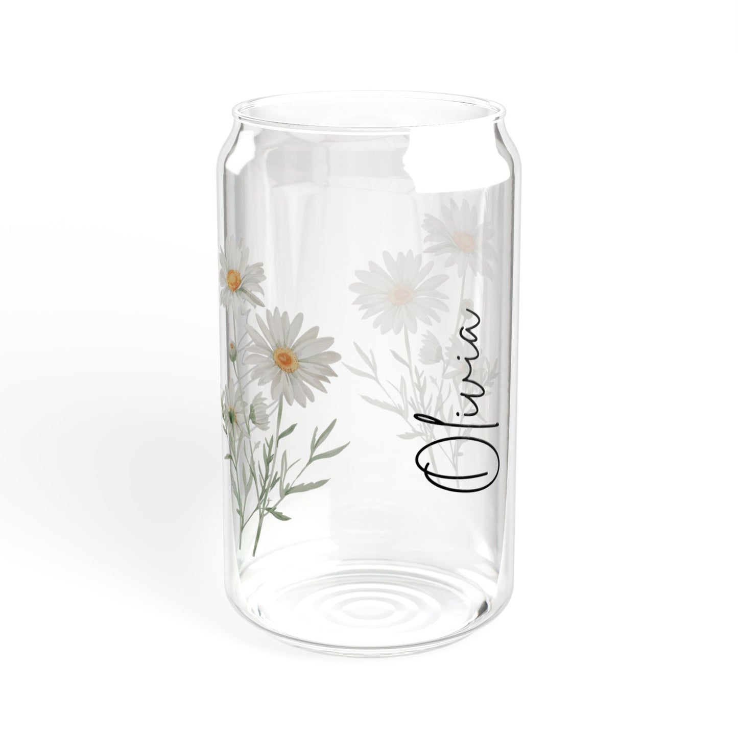 Floral Sipper Glass, 16oz - Personalized Drinkware for Eco-Friendly Sipping, Ideal Gift for Birthdays, Weddings, and Parties