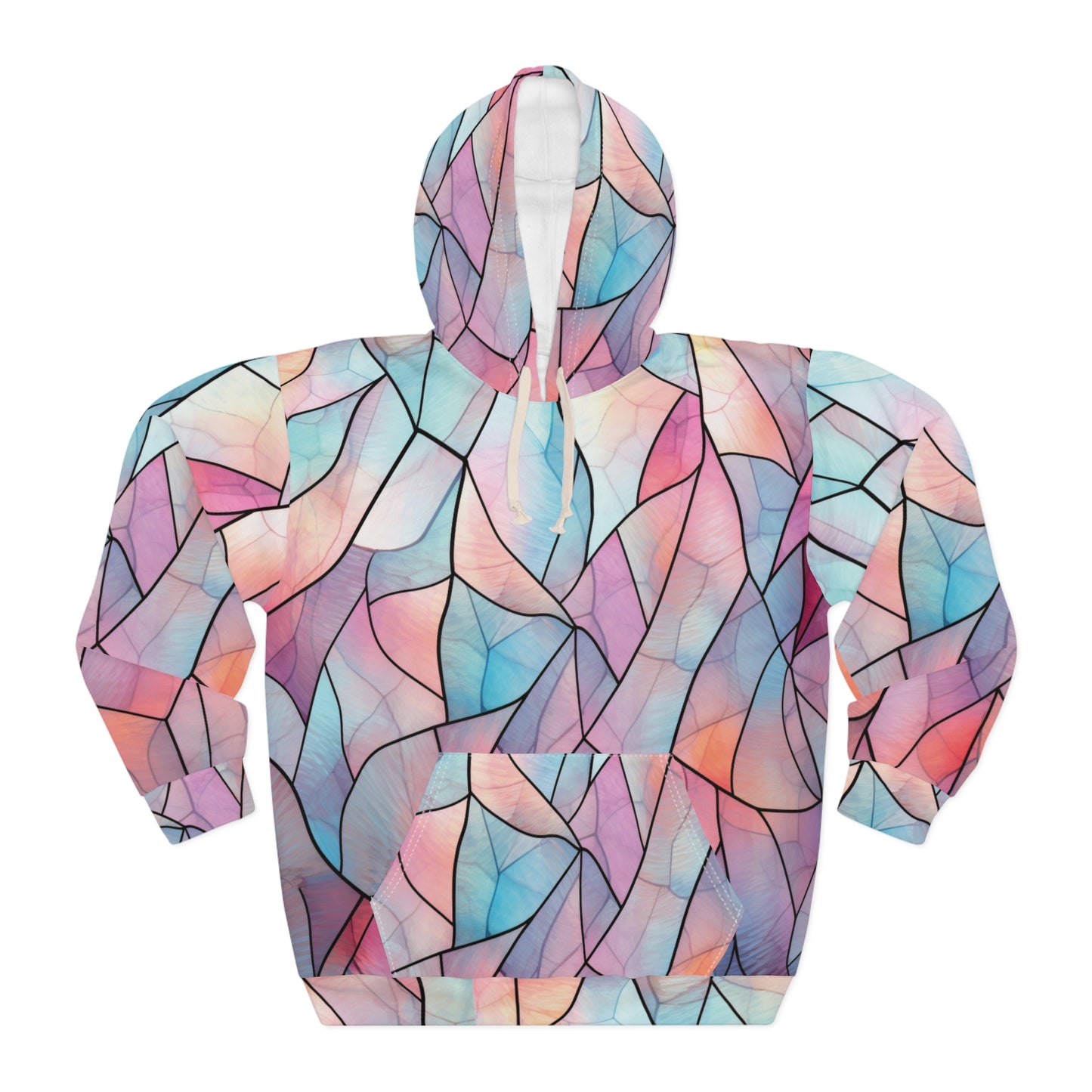 Colorful Stained Glass Unisex Pullover Hoodie, Cozy Fashion, Pastel Aesthetic, Gift for Her, Spring Fashion, Casual Wear
