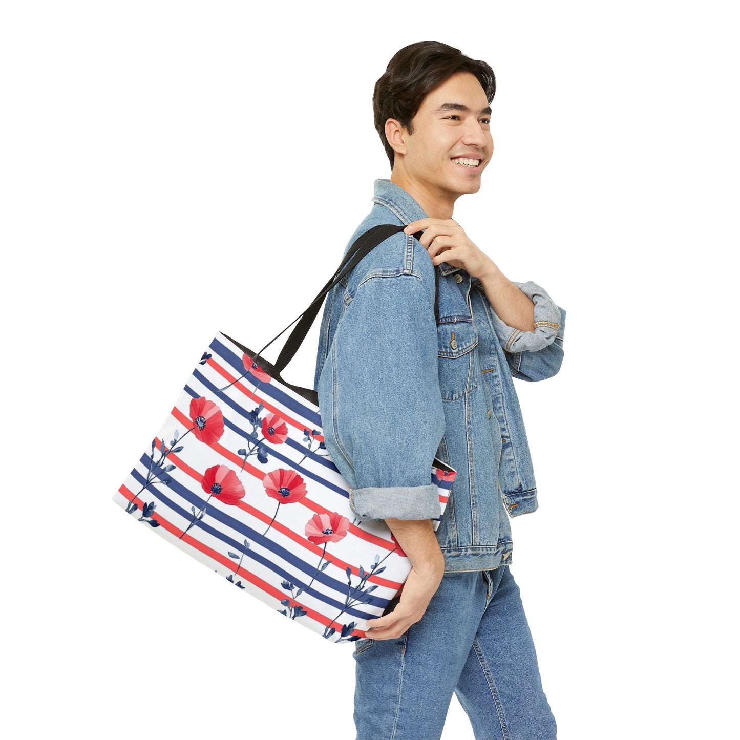 Floral Striped Weekender Tote Bag for Weekend Getaways, Travel Bag, Beach Bag, Stylish Tote, Summer Essentials