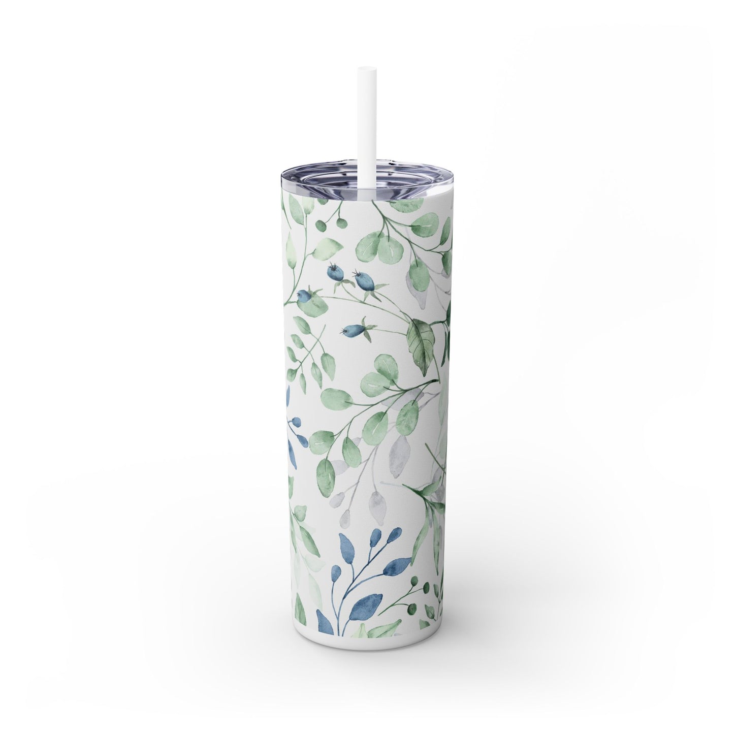 Floral Skinny Tumbler, 20oz Stainless Steel Travel Mug, Eco-Friendly Drinkware, Gift for Her, Summer Hydration, Botanical Design