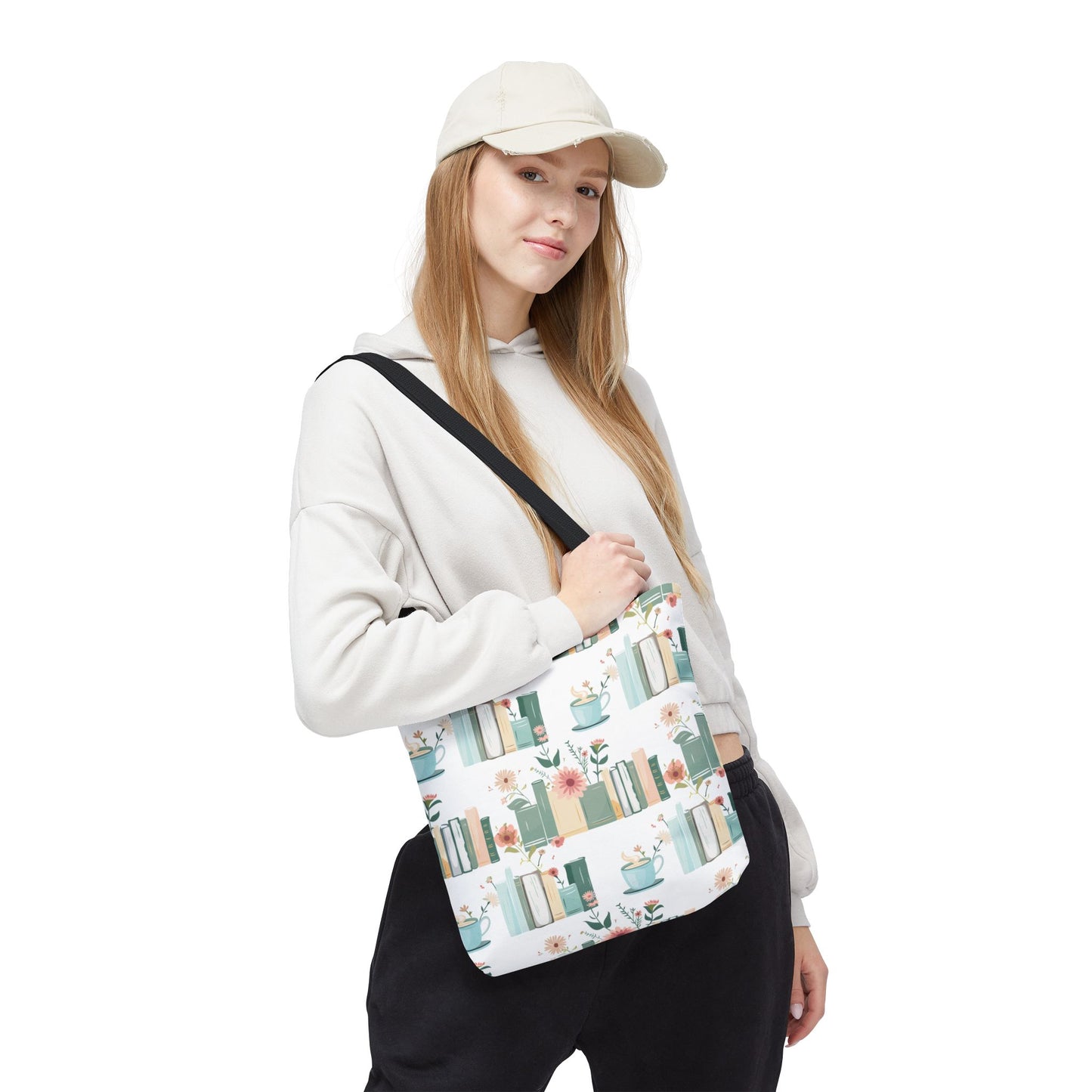 Book Lovers Floral Tote Bag, Eco-Friendly Shopping Bag, Library Tote, Gift for Readers, Canvas Handbag, Botanical Design
