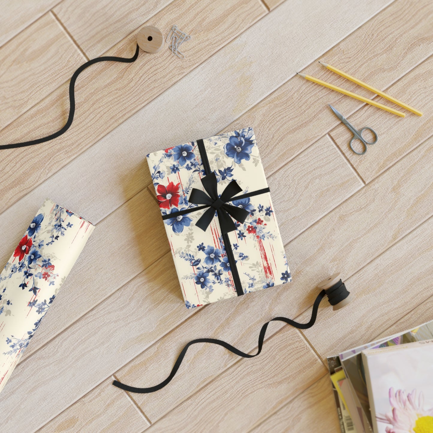 Floral Gift Wrapping Paper Roll, Stylish Wrapping for Birthdays, Weddings, Holidays, Crafting, Gift Presentation