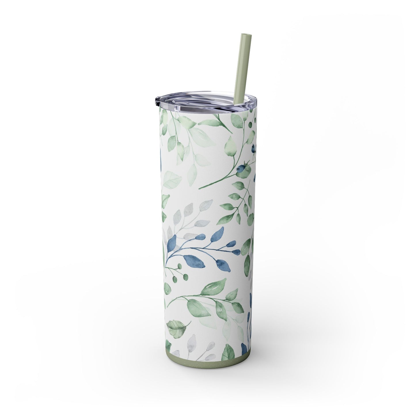 Floral Skinny Tumbler, 20oz Stainless Steel Travel Mug, Eco-Friendly Drinkware, Gift for Her, Summer Hydration, Botanical Design