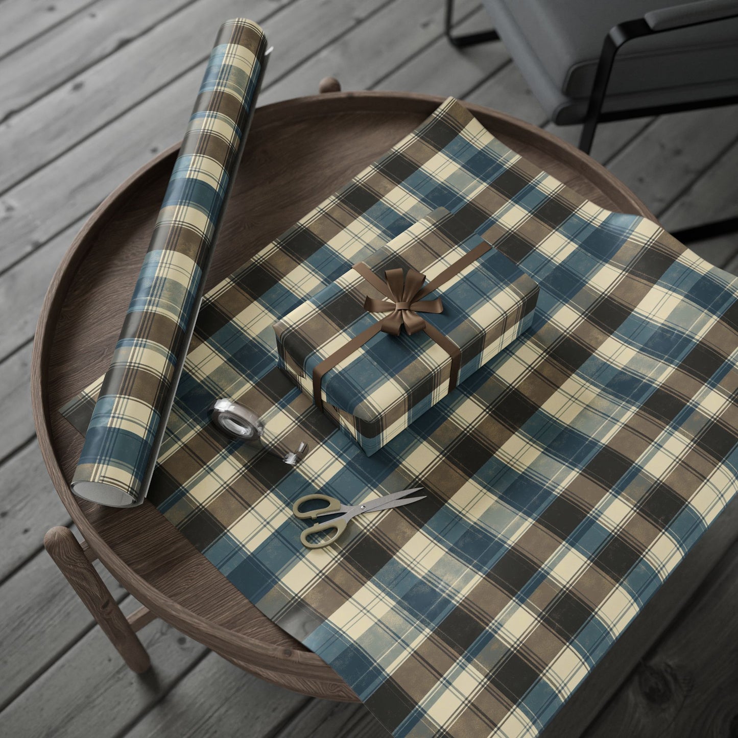 Plaid Wrapping Paper Roll, Rustic Gift Wrap for Holidays, Birthday, and Special Occasions