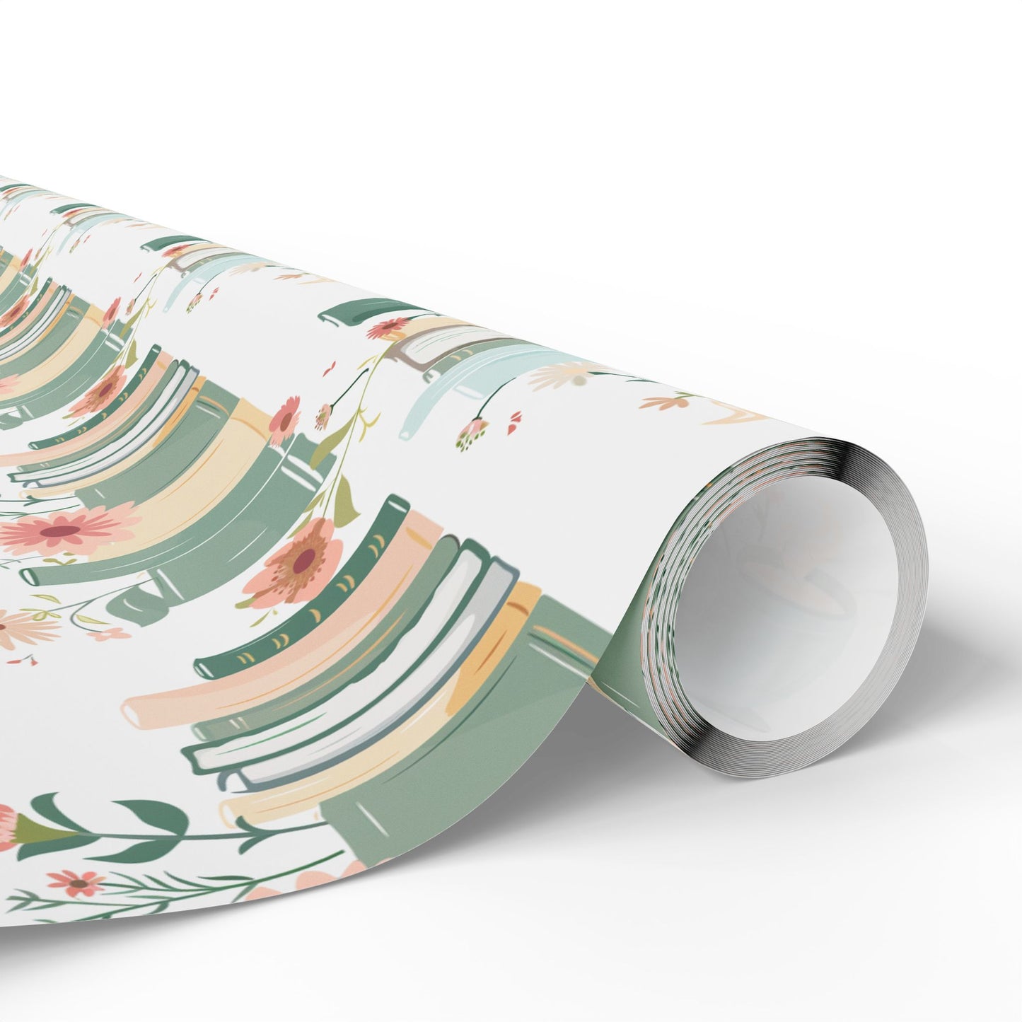 Botanical Book Themed Wrapping Paper - Book Lovers Gift Wrap, Floral Gift Paper for Birthdays, Anniversaries, Baby Showers, Literary Parties