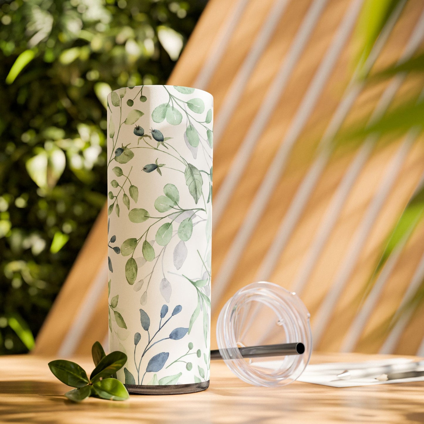 Floral Skinny Tumbler, 20oz Stainless Steel Travel Mug, Eco-Friendly Drinkware, Gift for Her, Summer Hydration, Botanical Design