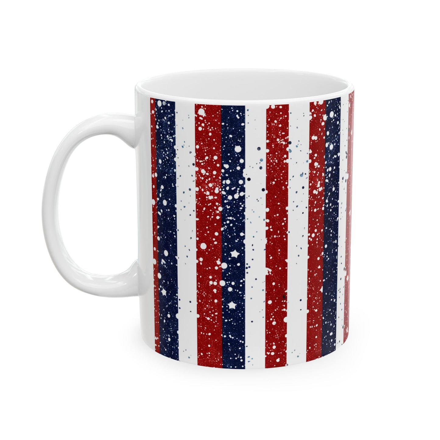 Patriotic Ceramic Mug - Red, White, and Blue Striped Coffee Cup, 4th of July Gift, Americana Mug, Celebration Drinkware, USA Pride
