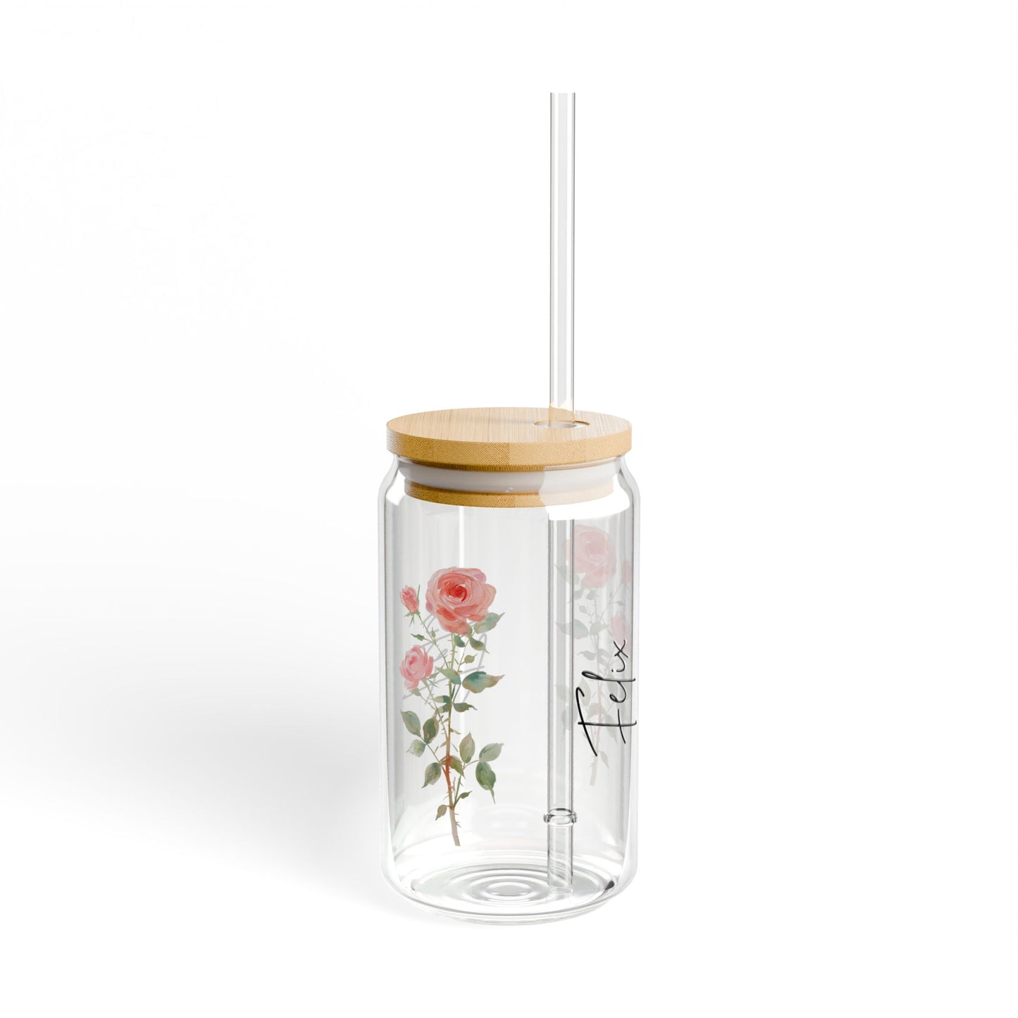 Floral Sipper Glass, 16oz - Perfect for Tea Lovers, Eco-Friendly Drinkware, Summer Picnics, Wedding Gifts, Garden Parties