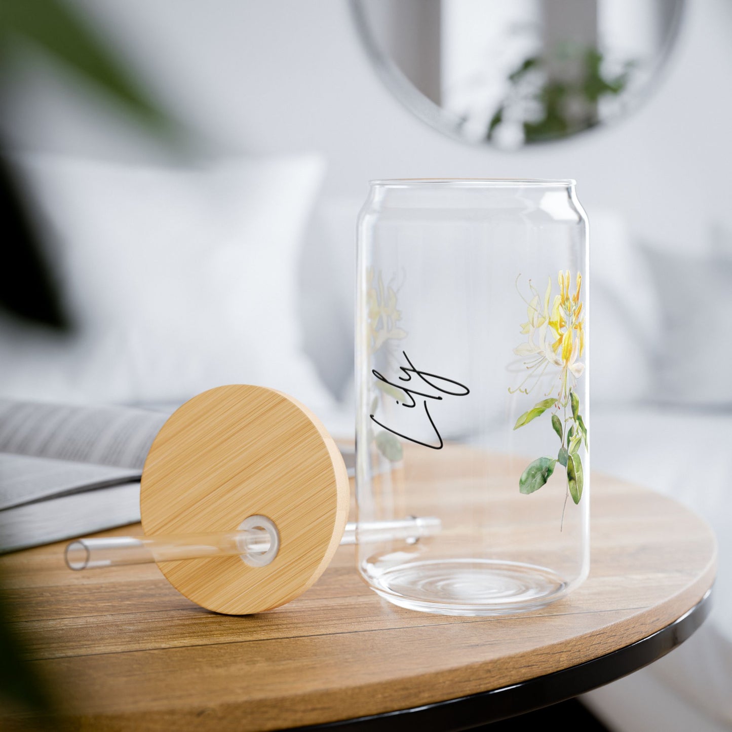 Floral Sipper Glass, 16oz - Perfect for Summer Parties, Personalized Gift, Eco-Friendly Hydration, Wedding Favors, Home Decor