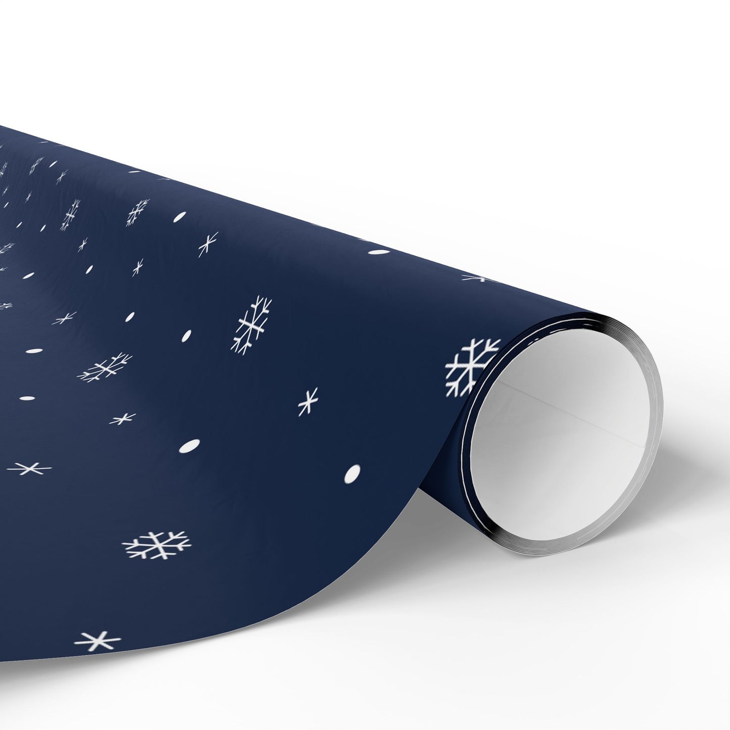 Navy Blue Snowflake Wrapping Paper, Festive Gift Wrap for Holidays, Christmas, Birthday, Winter Celebration, Eco-friendly Decorative Paper