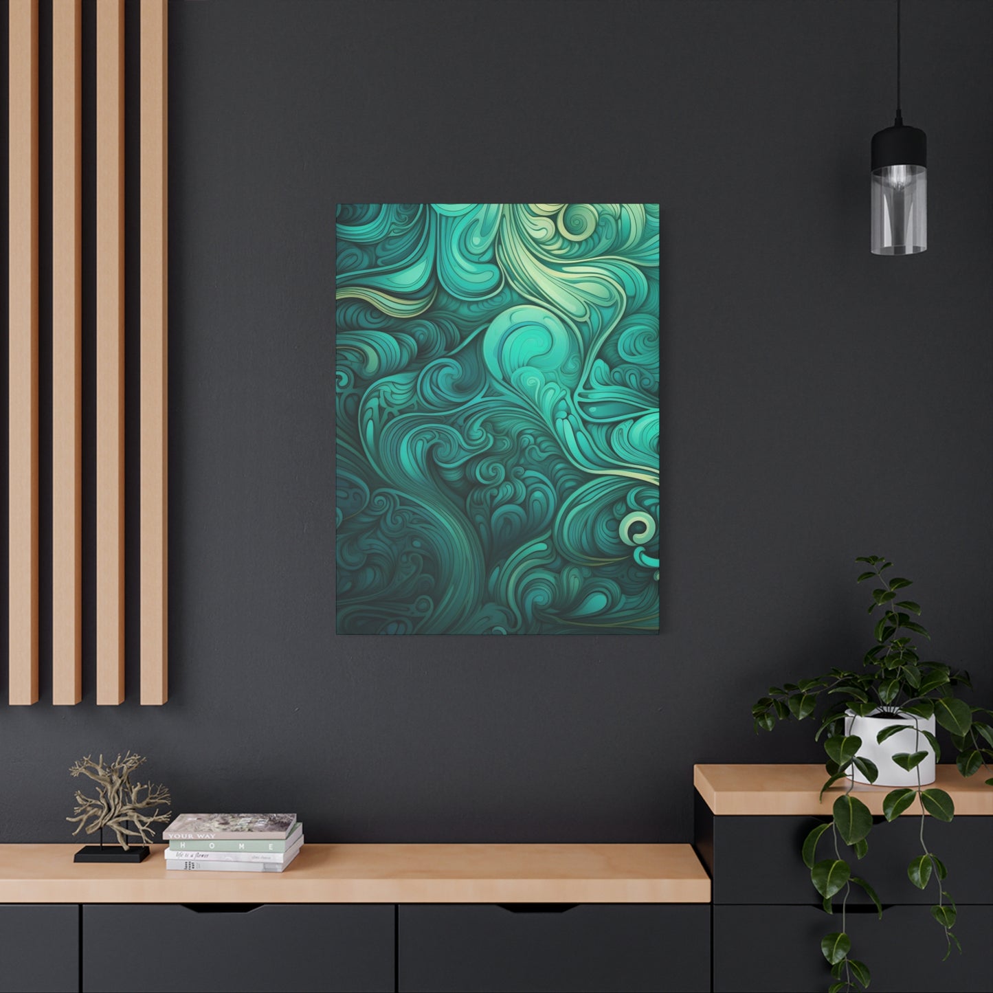 Artistic Stretched Canvas Wall Art, Modern Home Décor, Abstract Swirl Design, Living Room Decoration, Unique Gift for Art Lovers