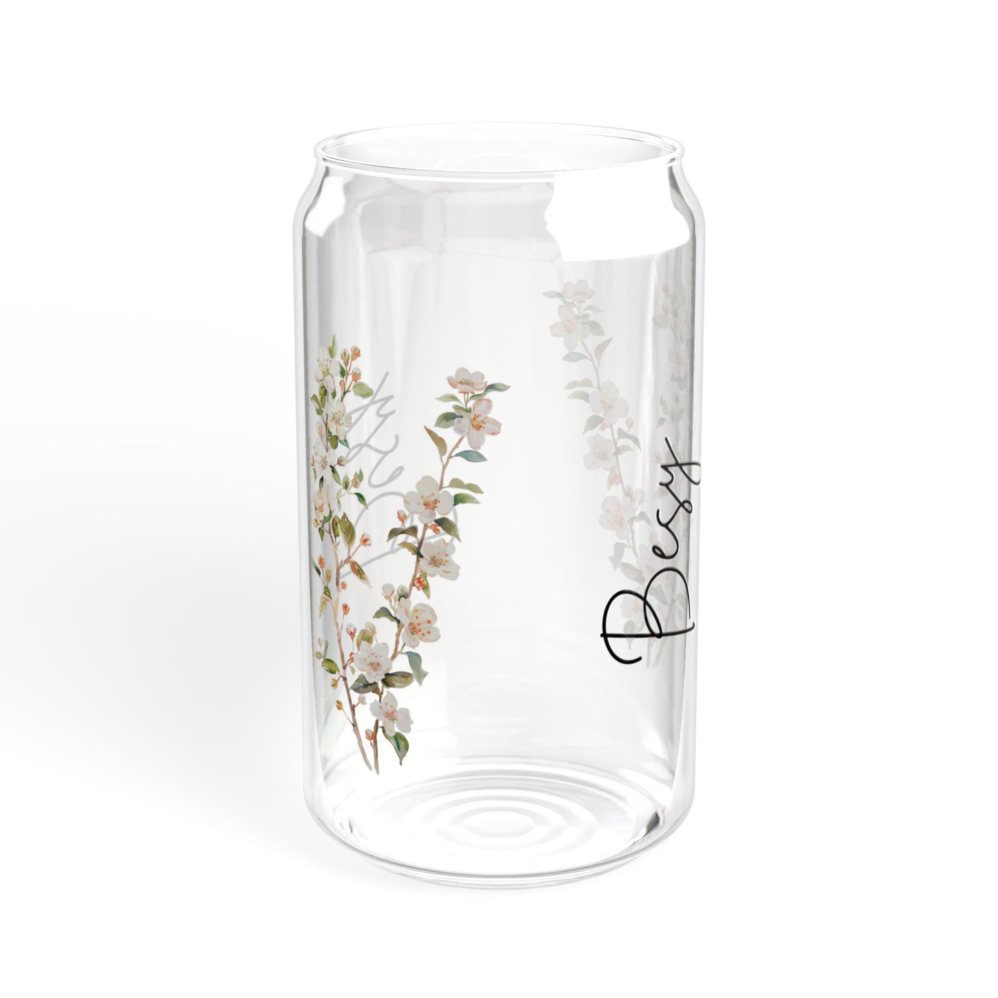 Floral Sipper Glass, 16oz | Eco-Friendly Drinkware, Perfect for Summer, Water Bottle, Clear Glass Cup, Gift for Friends