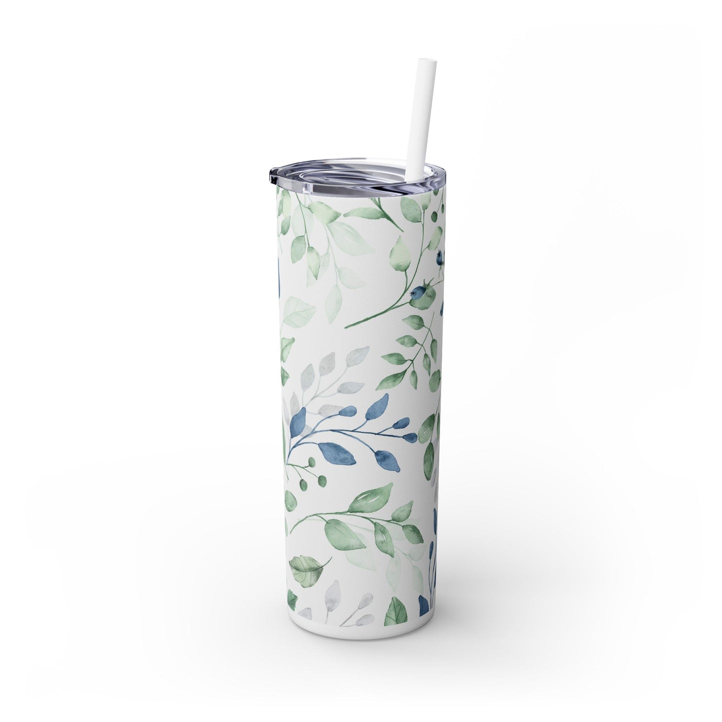 Floral Skinny Tumbler, 20oz Stainless Steel Travel Mug, Eco-Friendly Drinkware, Gift for Her, Summer Hydration, Botanical Design