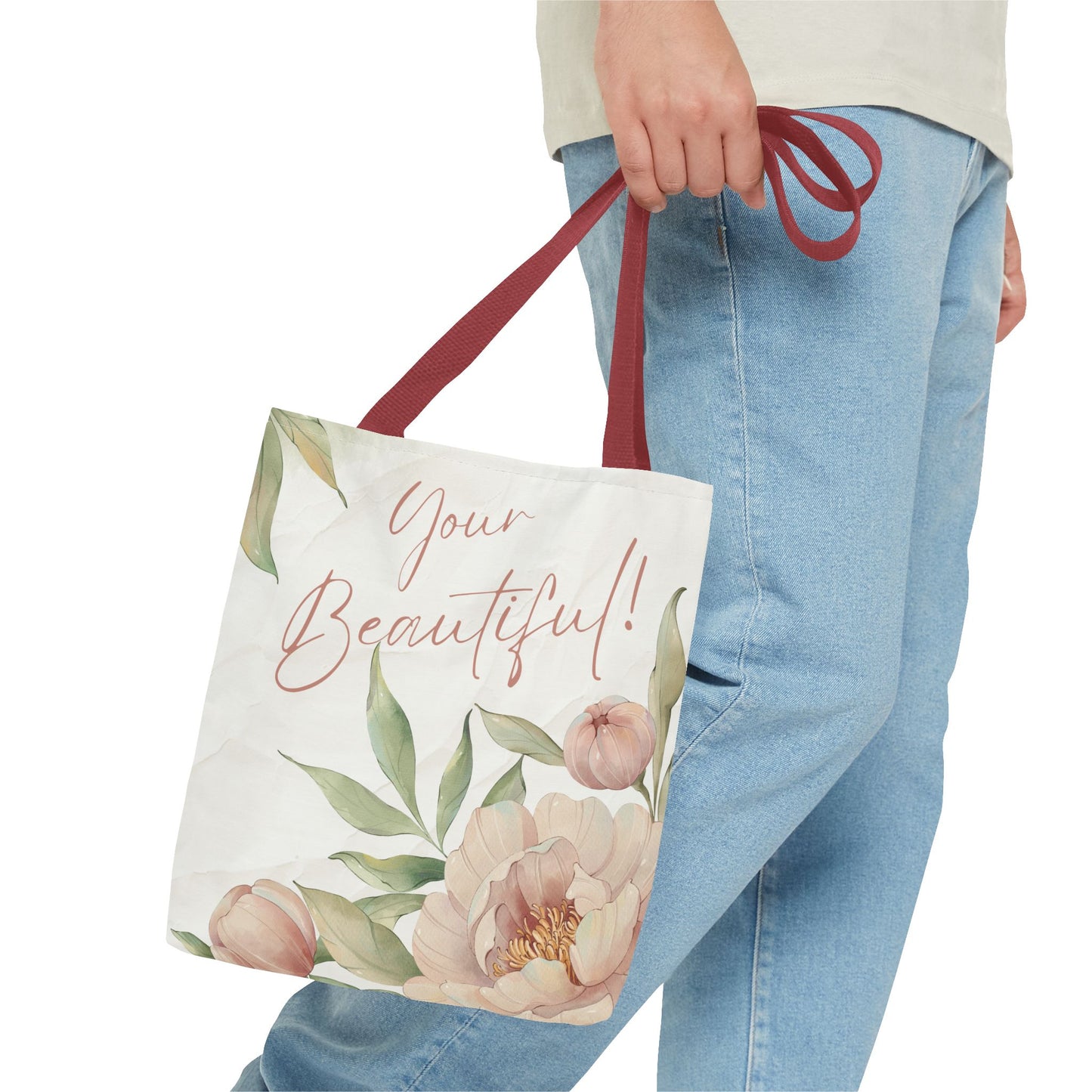 Your Beautiful Floral Tote Bag, Inspirational Tote, Eco-Friendly Tote, Gift for Mom, Fashionable Grocery Bag