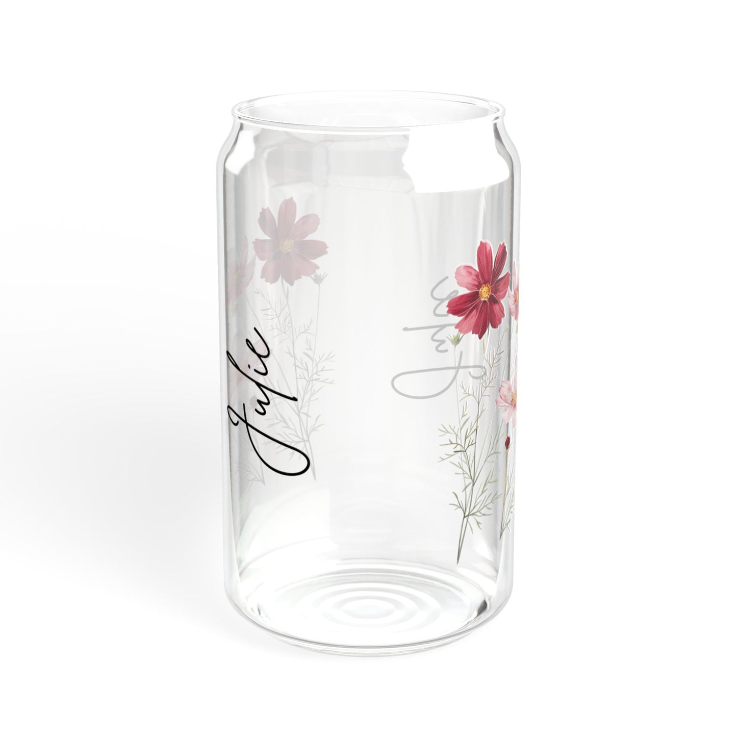 Floral Sipper Glass with Bamboo Lid, Eco-Friendly Drinkware for Summer, Personalized Beverage Jar for Gifts, Reusable Glass, Party Favor