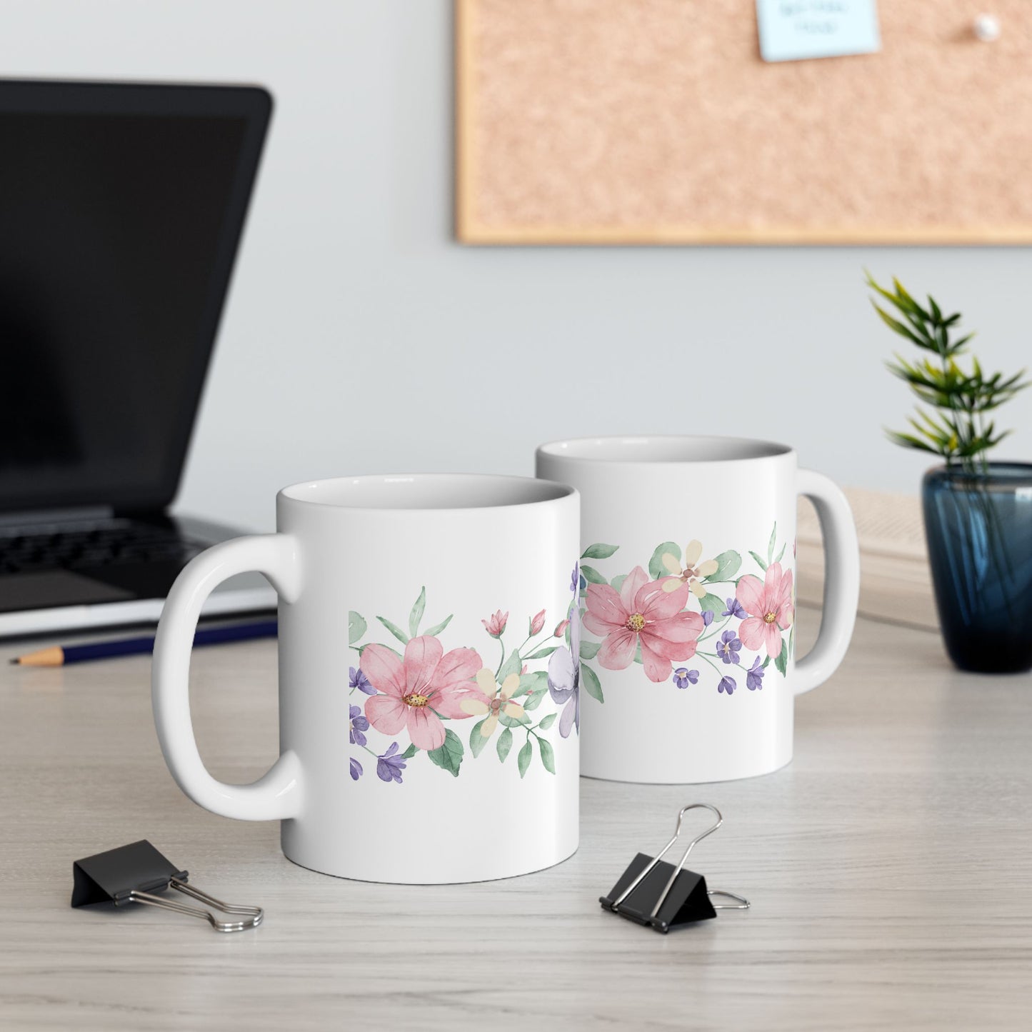 Floral Ceramic Mug - Botanical Coffee Cup, Flower Tea Mug, Gift for Her, Spring Decor, Mother's Day Present