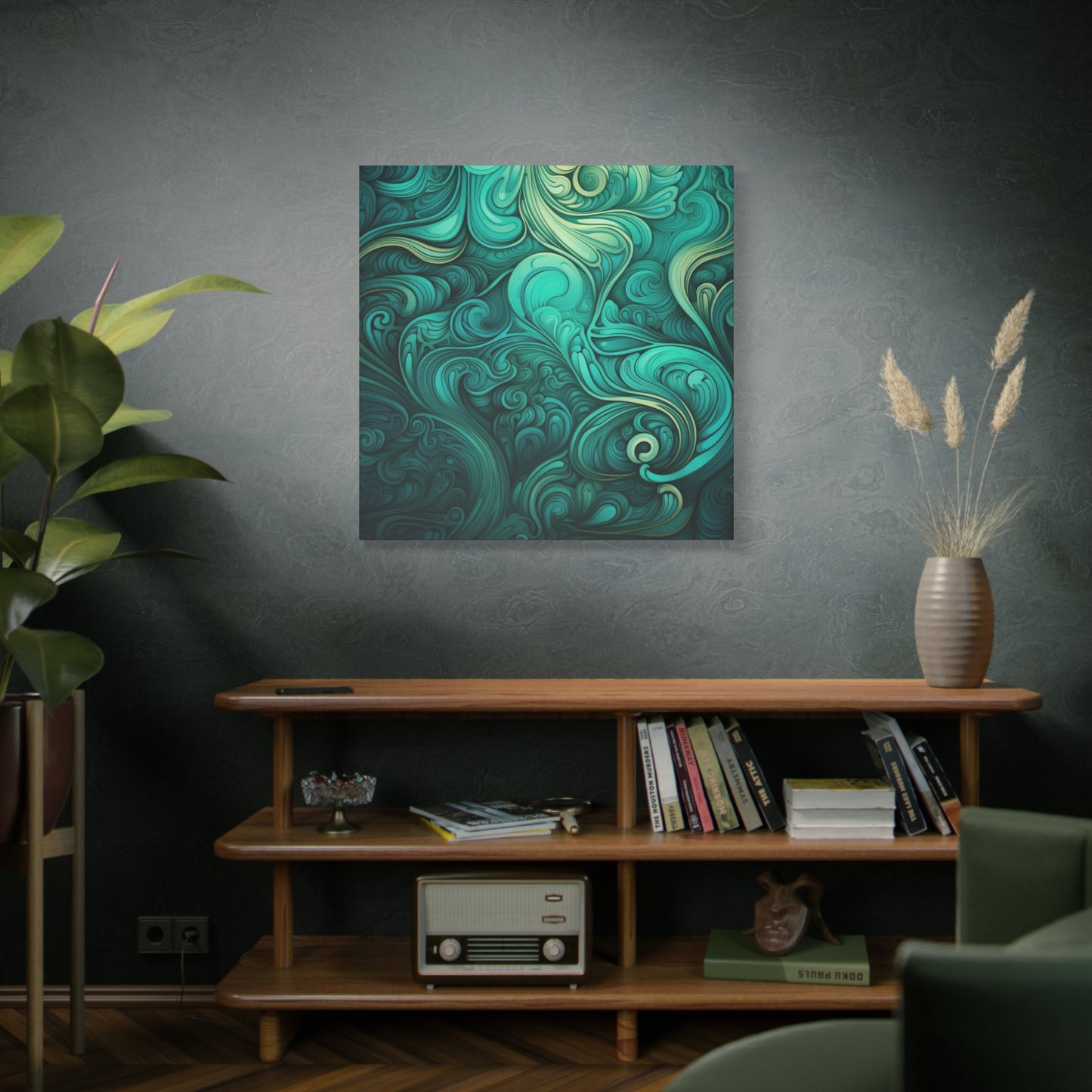 Artistic Stretched Canvas Wall Art, Modern Home Décor, Abstract Swirl Design, Living Room Decoration, Unique Gift for Art Lovers