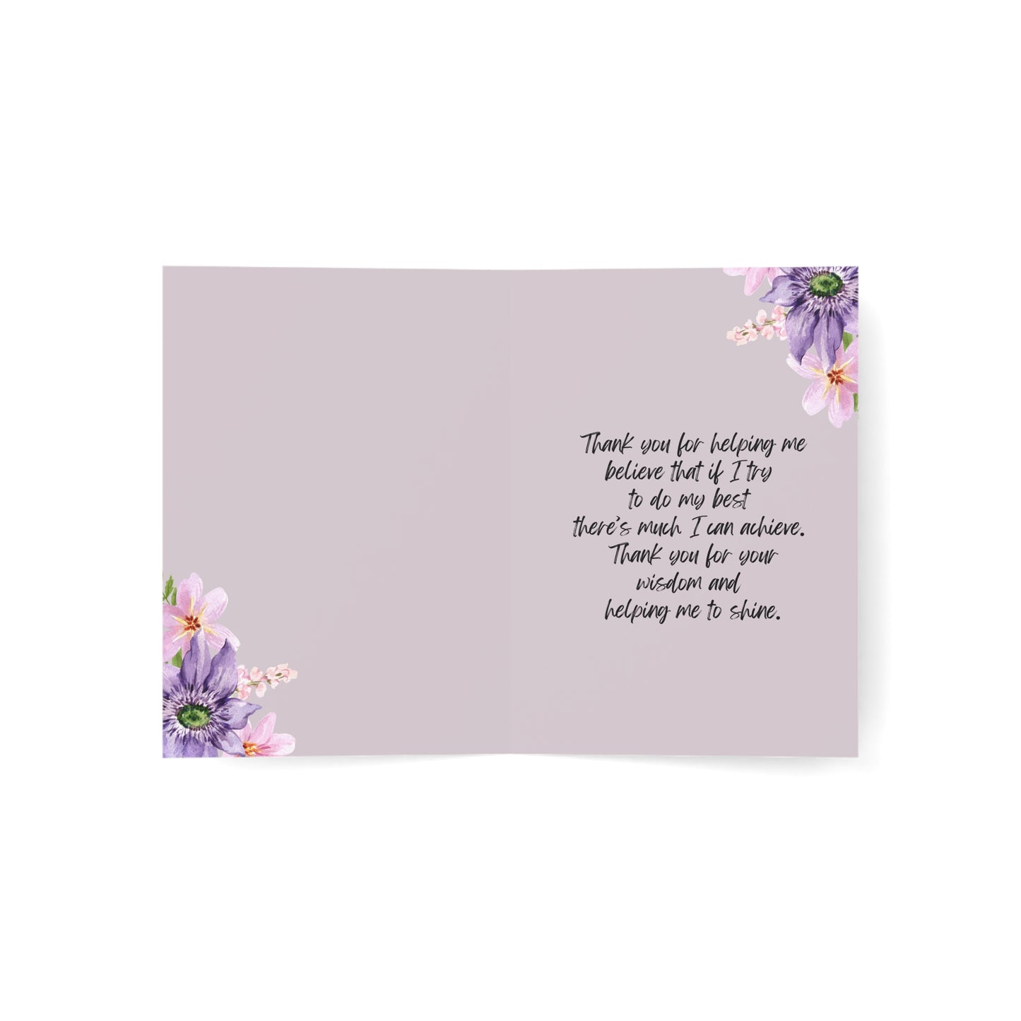 Floral Teacher Appreciation Greeting Cards | Thank You Cards for Teachers | Thank You Notes | Birthday Cards | Set of 1-50