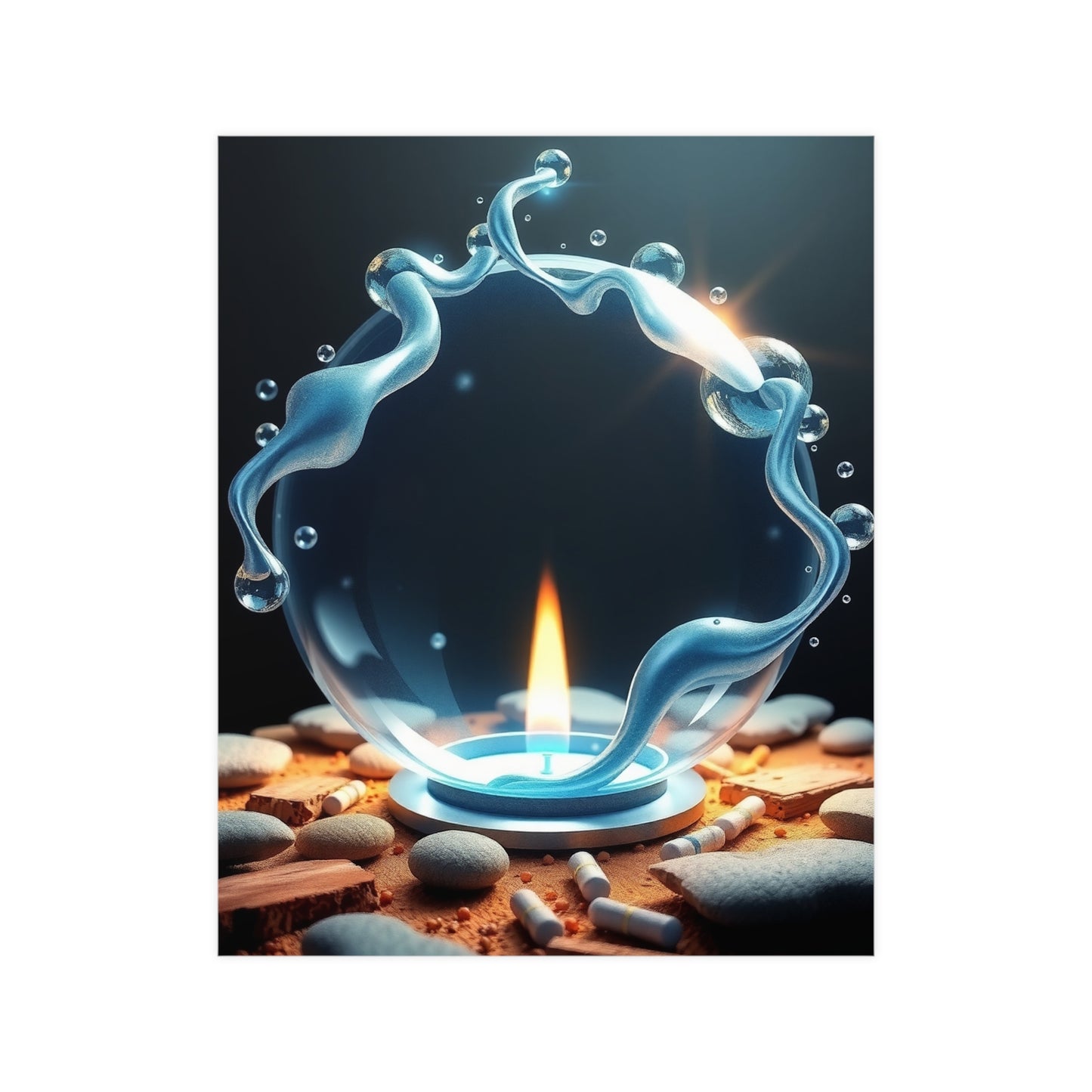Calming Matte Wall Art Poster - Tranquil Candle & Water Design, Home Decor, Gift Idea, Meditation Space, Relaxation