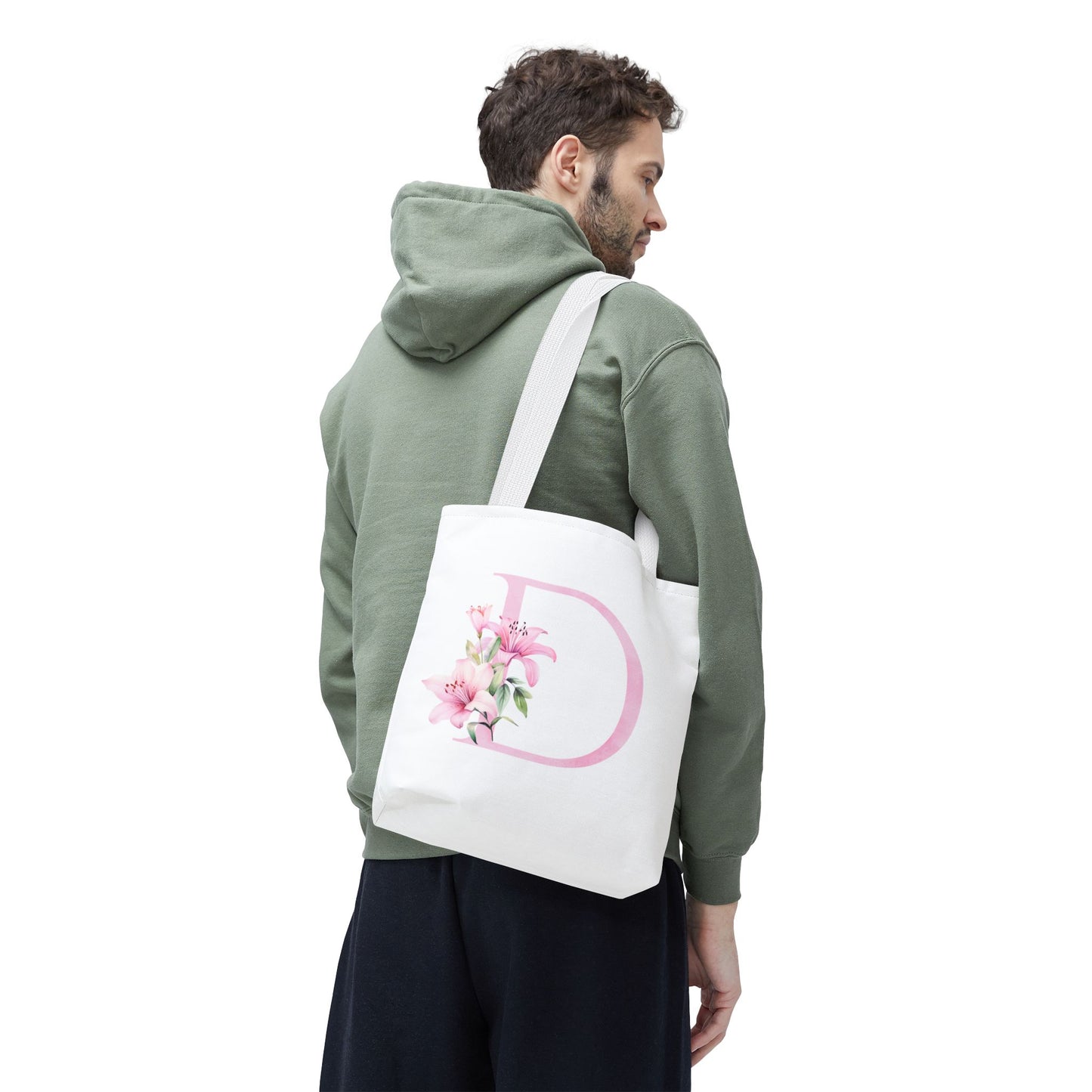 Personalized Floral Tote Bag, Custom Initial Tote, Eco-Friendly Shopping Bag, Gift for Her, Monogrammed Bag