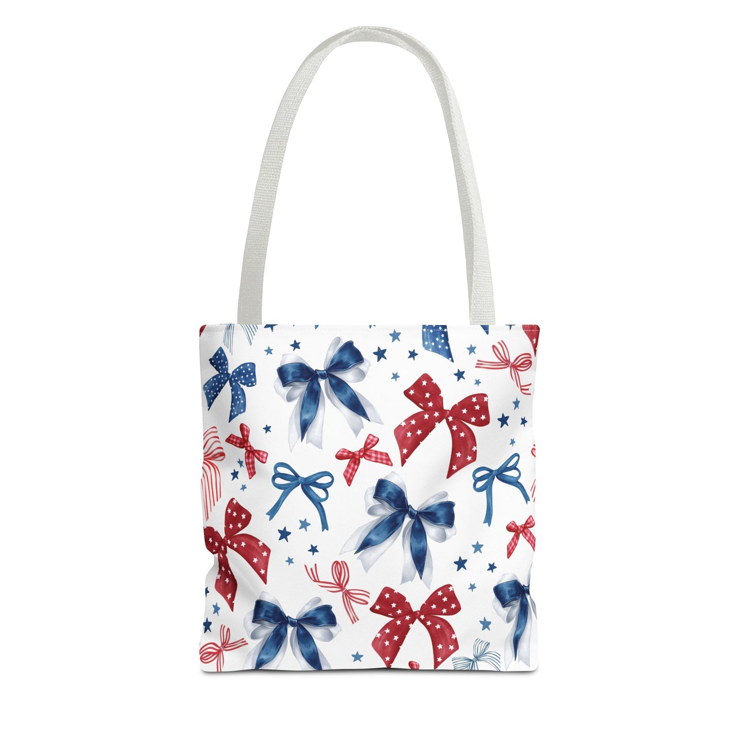 Patriotic Tote Bag with Bows, Versatile Shopping Bag, Holiday Gift Tote, Stylish All-Purpose Bag, Independence Day Accessory, Gift for Her