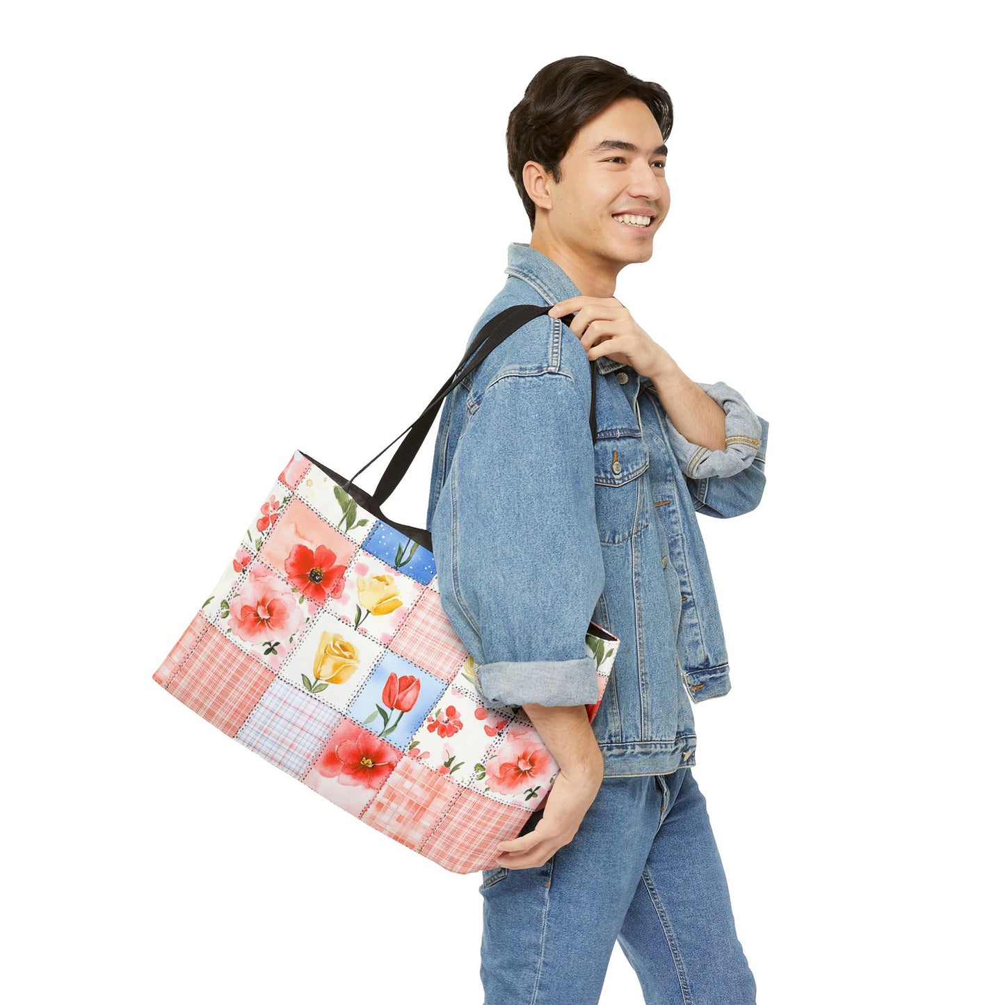 Floral Patchwork Weekender Tote Bag, Perfect for Travel, Beach, Picnics, Day Trips, and Weekend Getaways