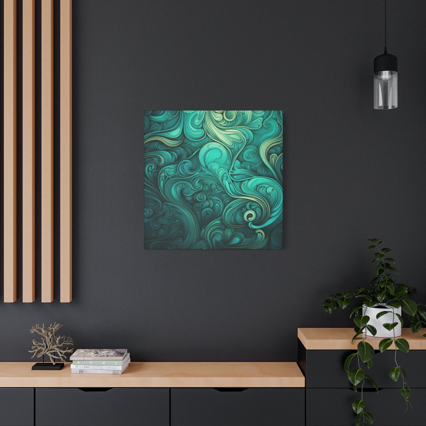 Artistic Stretched Canvas Wall Art, Modern Home Décor, Abstract Swirl Design, Living Room Decoration, Unique Gift for Art Lovers