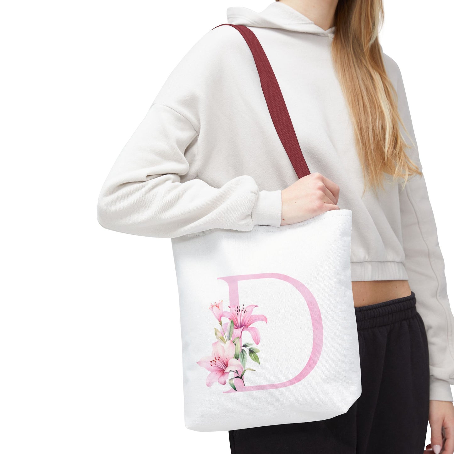 Personalized Floral Tote Bag, Custom Initial Tote, Eco-Friendly Shopping Bag, Gift for Her, Monogrammed Bag
