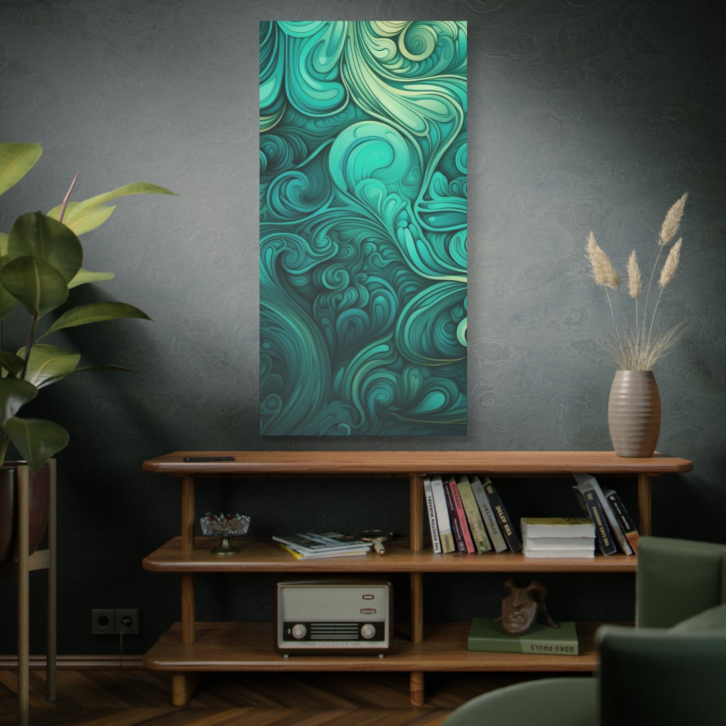 Artistic Stretched Canvas Wall Art, Modern Home Décor, Abstract Swirl Design, Living Room Decoration, Unique Gift for Art Lovers