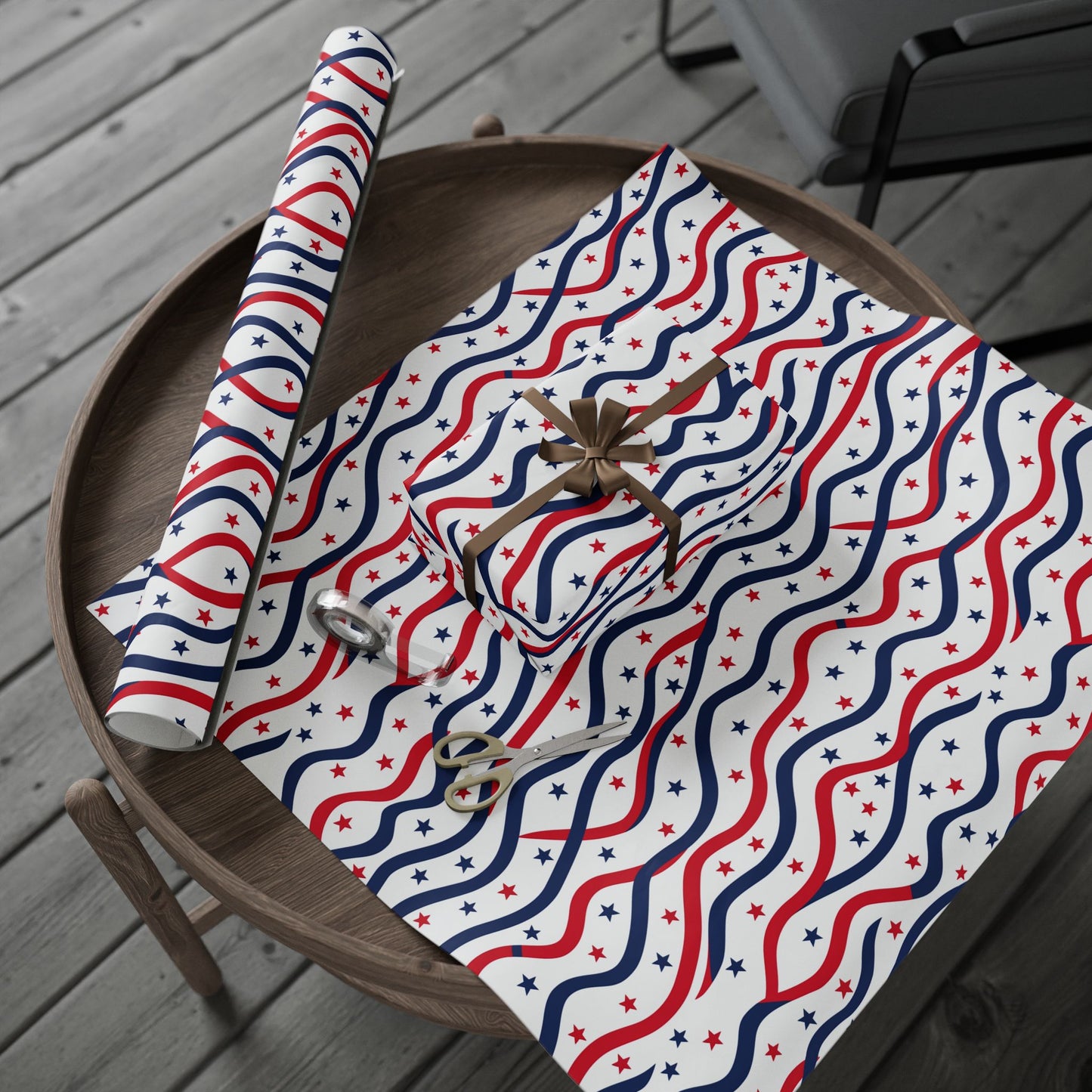 Patriotic Wrapping Paper for Holidays, Gift Wrap for Independence Day, Festive Decor, Star-Patterned Paper, Ideal for Celebrations