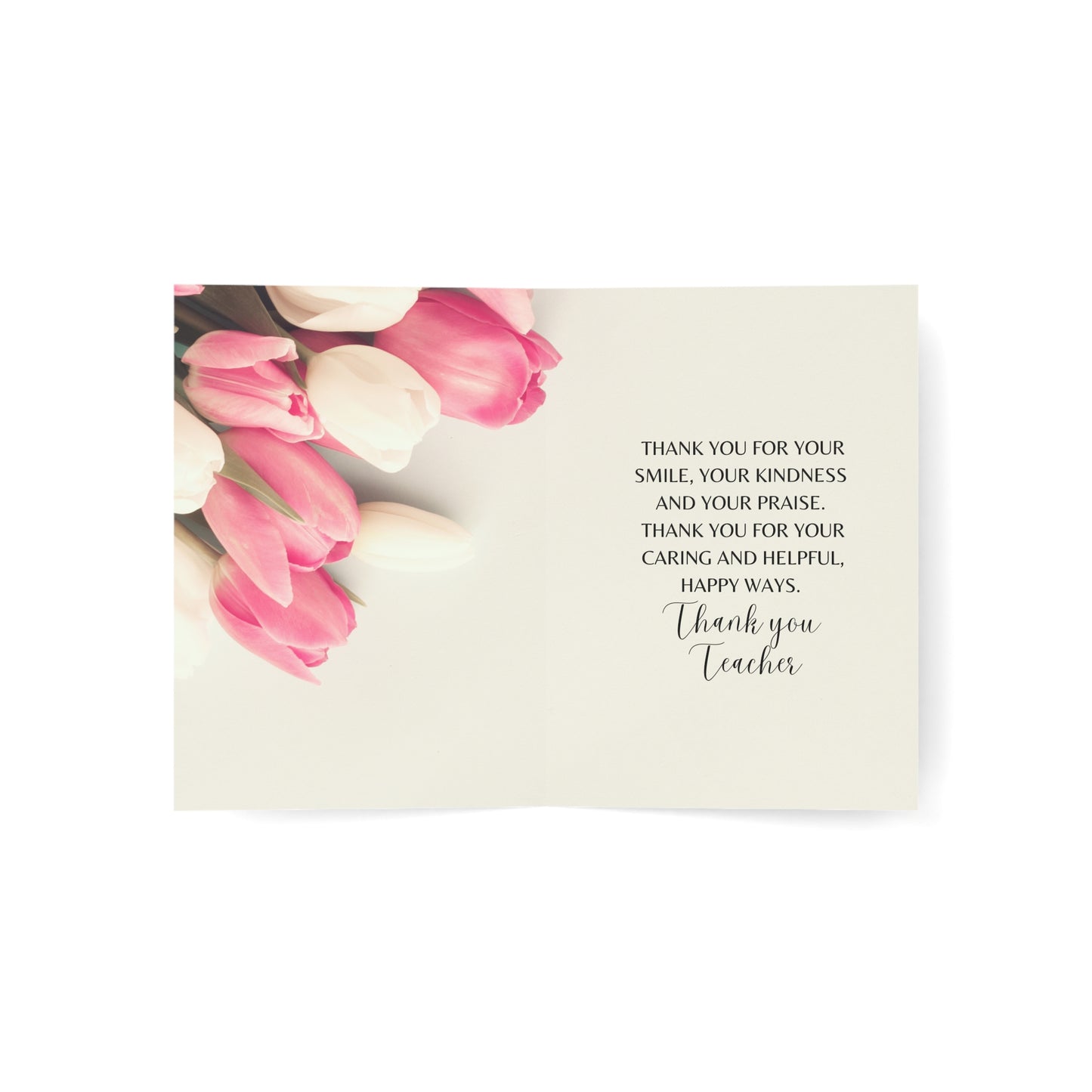 Floral Teacher Thank You Greeting Cards, 1-50 Pack, Appreciation Card Set, Birthday Cards, Note Cards