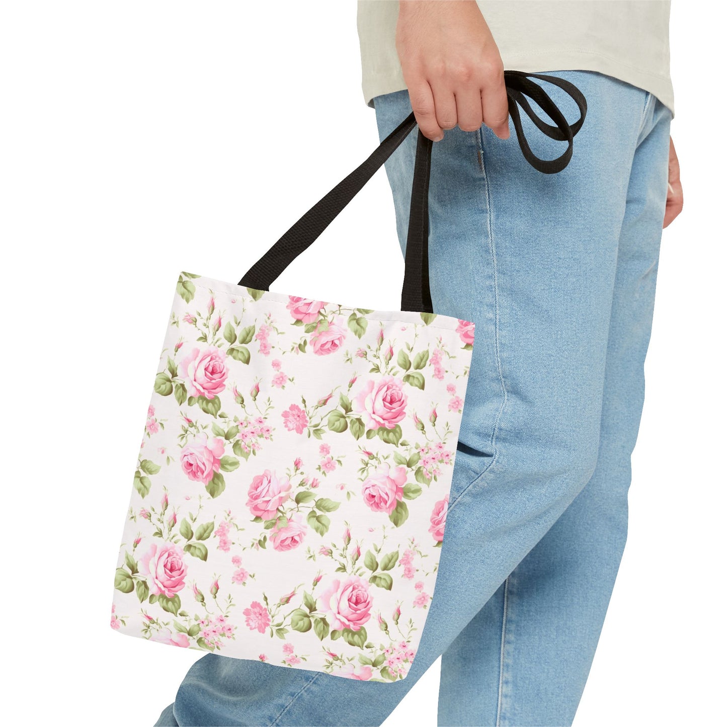 Floral Tote Bag, Rose Pattern Shoulder Bag, Stylish Eco-Friendly Shopper, Gift for Her, Spring Summer Accessory