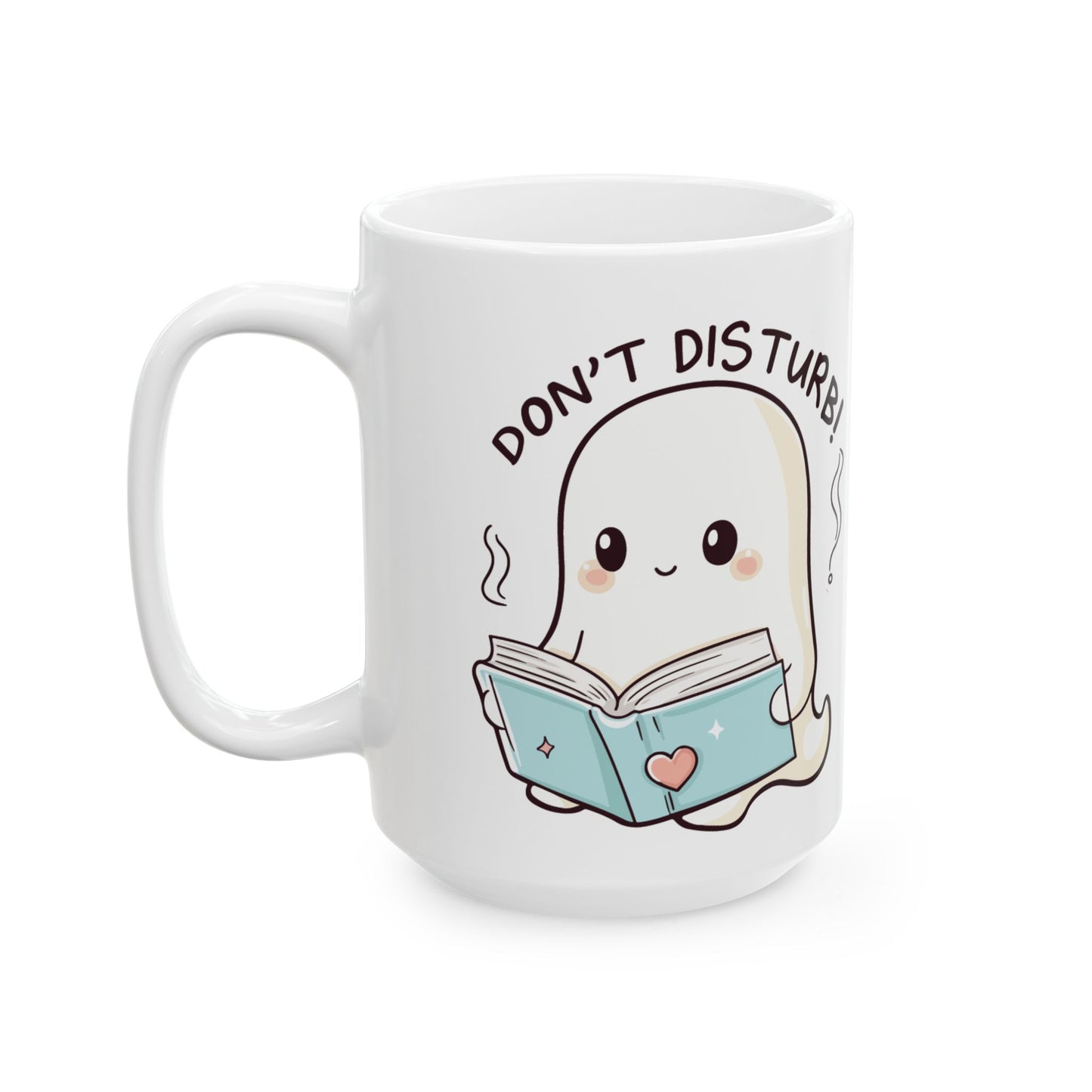 Cute Ghost Reading Ceramic Mug - Don't Disturb! Perfect Gift for Book Lovers, Coffee Lovers, Halloween, Cozy Vibes, Unique Kitchen Decor