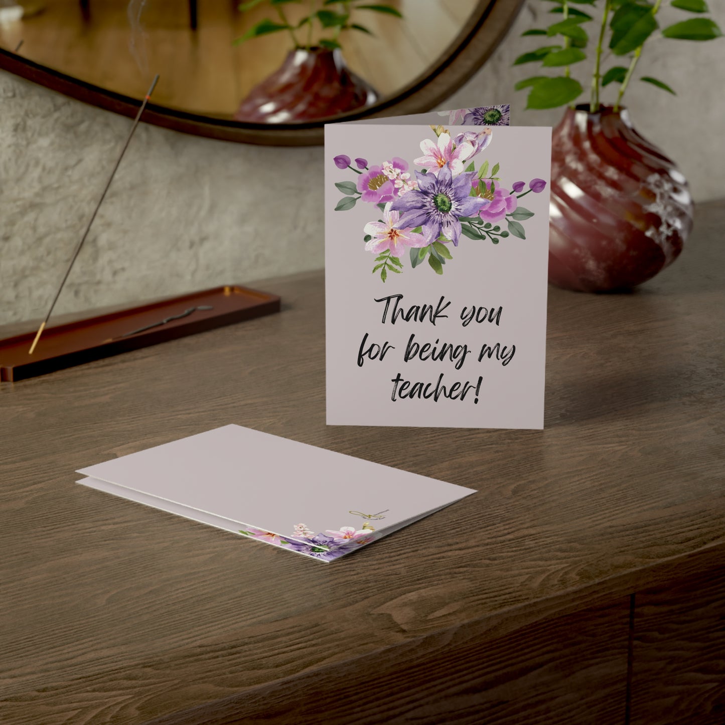 Floral Teacher Appreciation Greeting Cards | Thank You Cards for Teachers | Thank You Notes | Birthday Cards | Set of 1-50