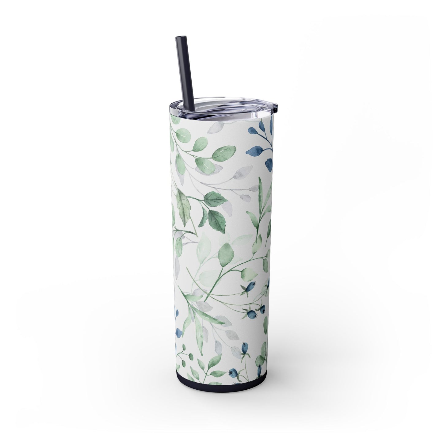 Floral Skinny Tumbler, 20oz Stainless Steel Travel Mug, Eco-Friendly Drinkware, Gift for Her, Summer Hydration, Botanical Design
