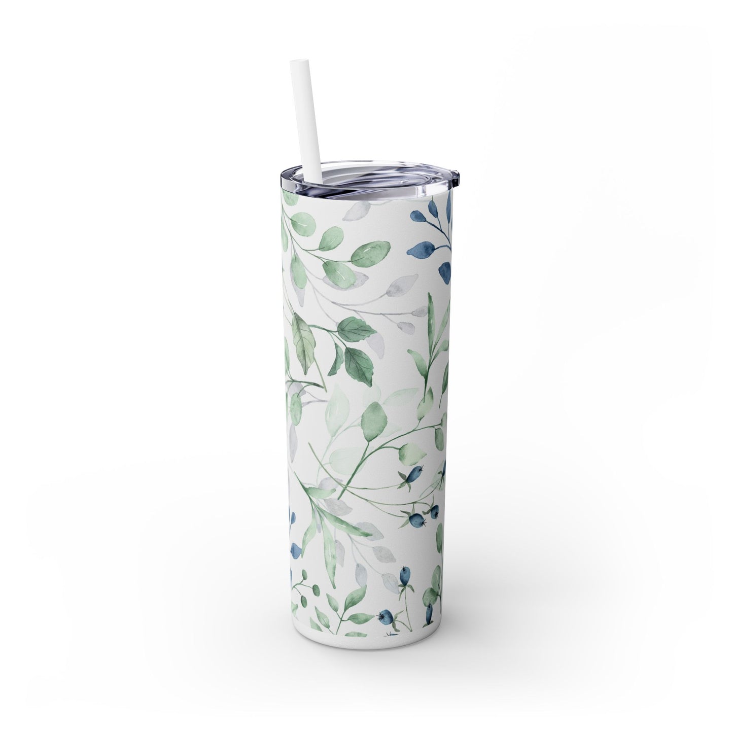 Floral Skinny Tumbler, 20oz Stainless Steel Travel Mug, Eco-Friendly Drinkware, Gift for Her, Summer Hydration, Botanical Design