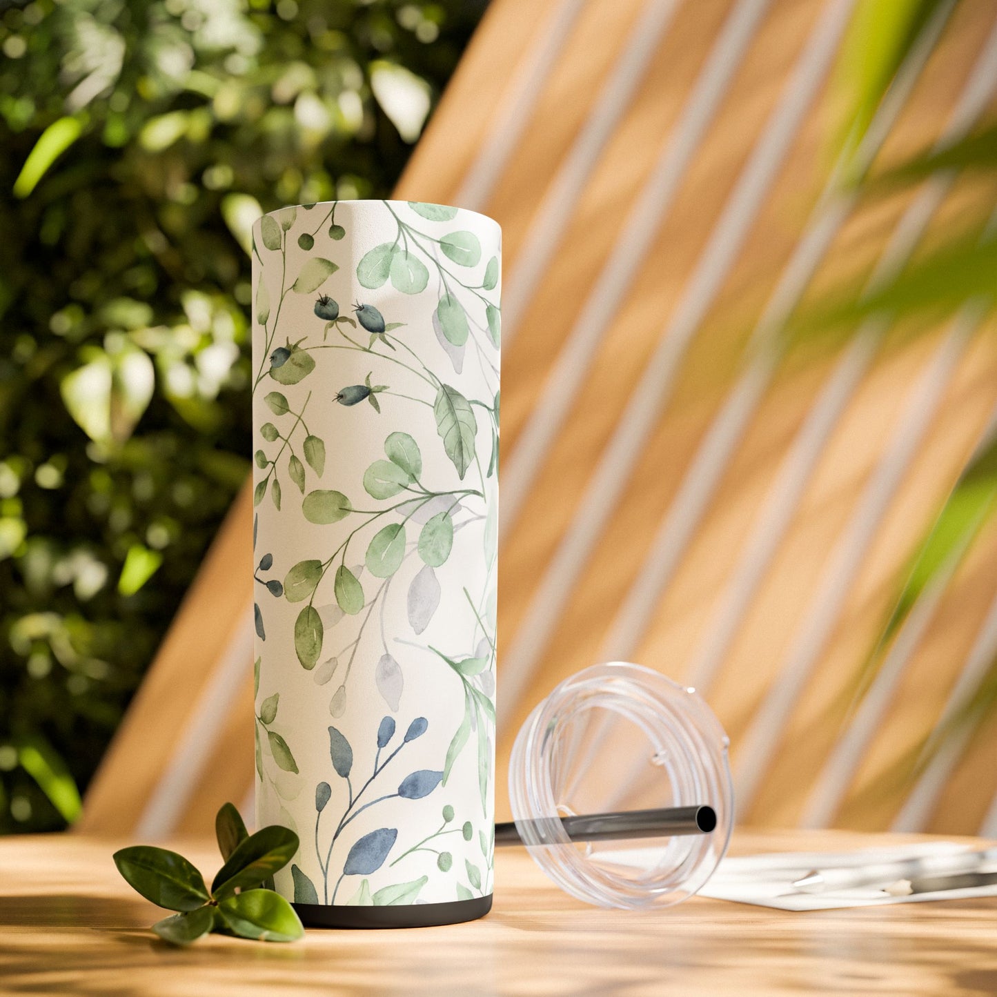 Floral Skinny Tumbler, 20oz Stainless Steel Travel Mug, Eco-Friendly Drinkware, Gift for Her, Summer Hydration, Botanical Design