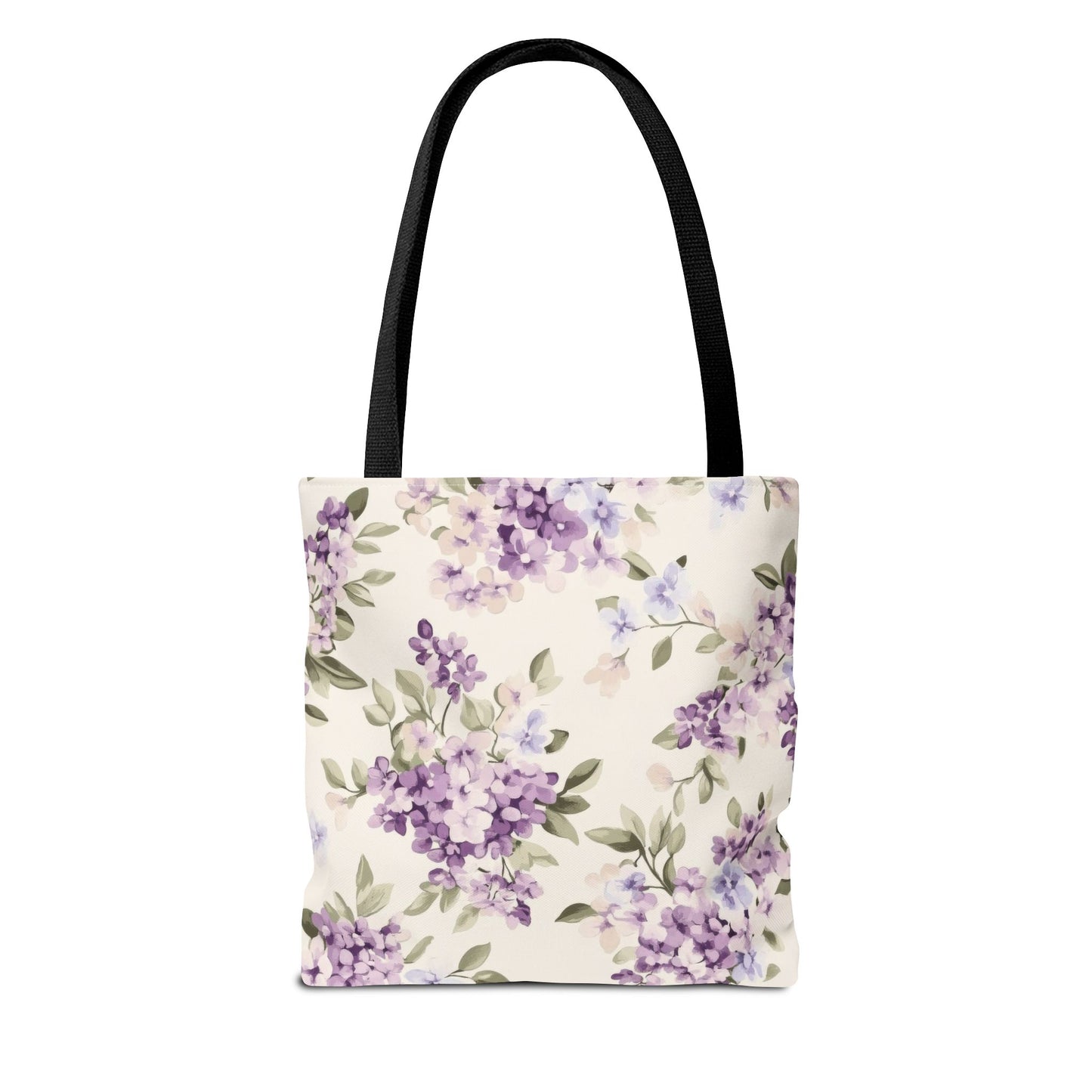 Floral Tote Bag, AOP Shopping Bag, Eco-Friendly Tote, Purple Flower Bag, Gift for Her, Reusable Market Bag, Spring Accessory