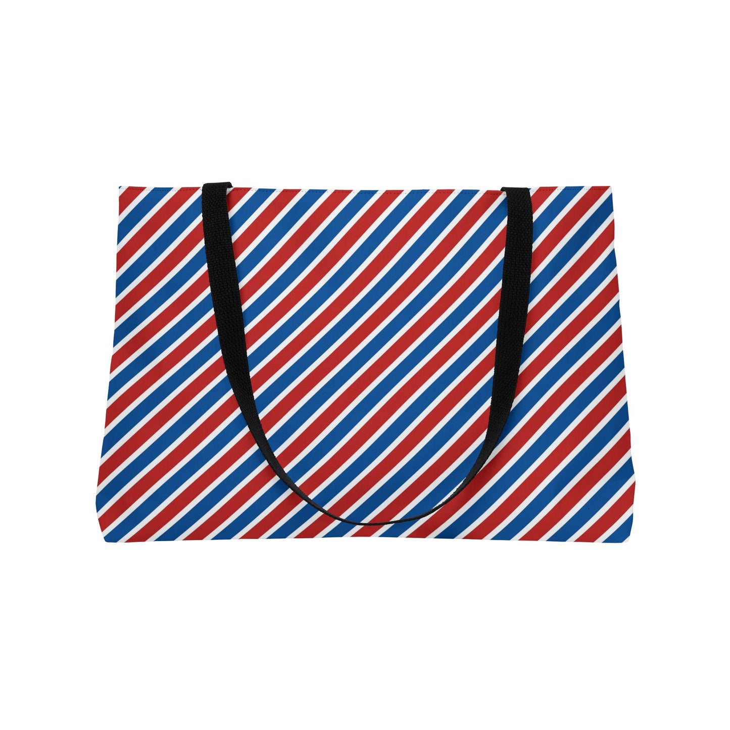 Patriotic Striped Weekender Tote Bag, Beach Bag, Travel Tote, Patterned Carryall, Gift for Her, Summer Vacation Accessories