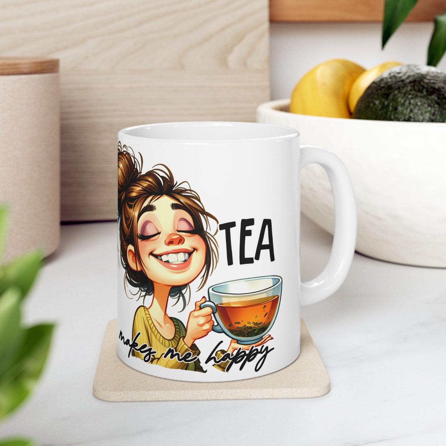 Whimsical Ceramic Mug for Coffee Lovers, Unique Gift Idea, Cute Artwork, Everyday Use, Fun Home Decor