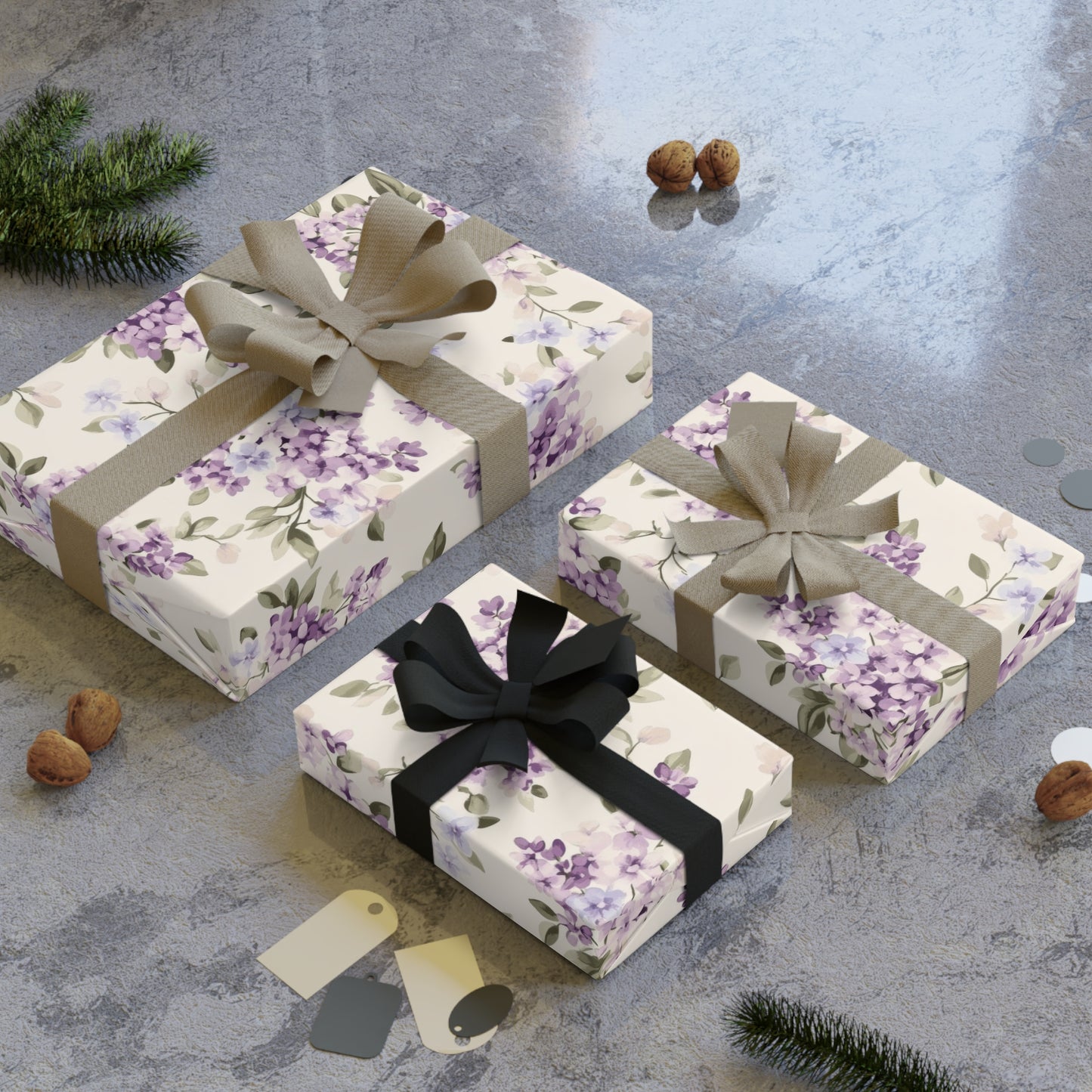 Floral Gift Wrapping Paper Roll, Elegant Floral Wrap for Birthdays, Weddings, Showers, Christmas Gifts, Eco-Friendly Wrapping
