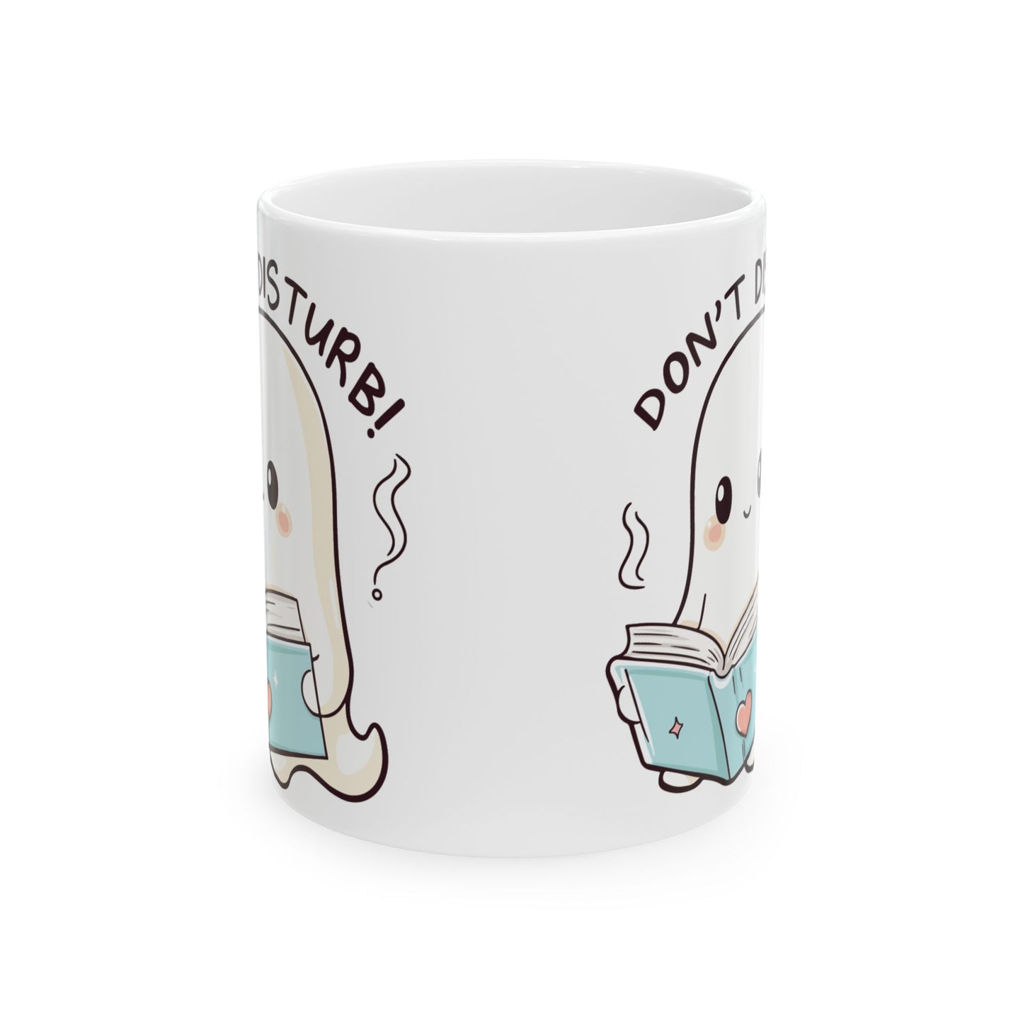 Cute Ghost Reading Ceramic Mug - Don't Disturb! Perfect Gift for Book Lovers, Coffee Lovers, Halloween, Cozy Vibes, Unique Kitchen Decor