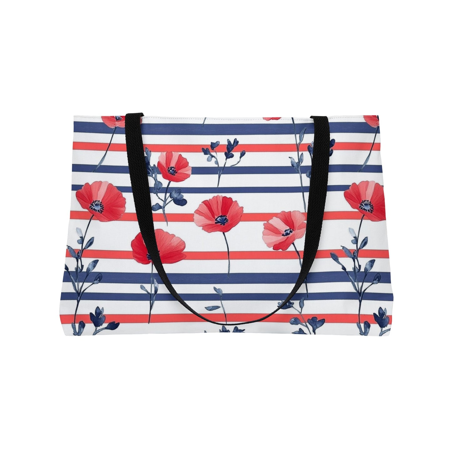 Floral Striped Weekender Tote Bag for Weekend Getaways, Travel Bag, Beach Bag, Stylish Tote, Summer Essentials