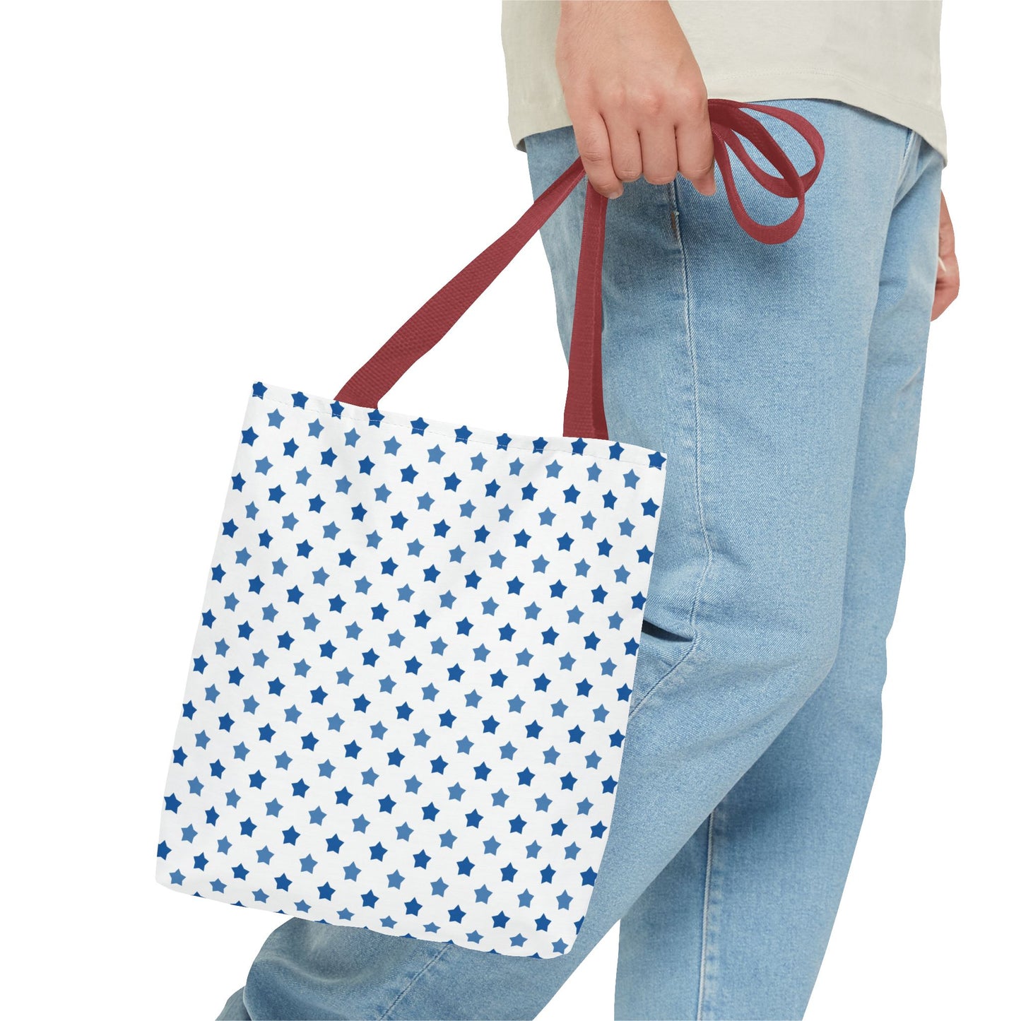 Blue Star Pattern Tote Bag, Stylish Reusable Tote, Shopping Bag, Beach Bag, Gift for Her, Eco-Friendly Accessories