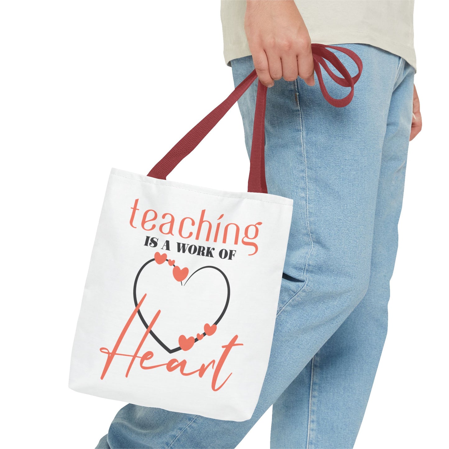 Teaching Tote Bag – A Work of Heart, Perfect for Teachers, Back to School, Classroom Essentials, Gift for Educators, Eco-Friendly Tote